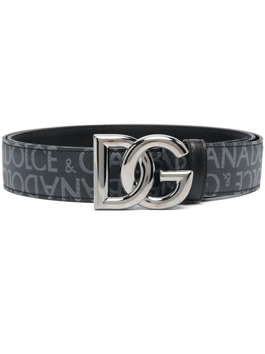 logo-buckle leather belt