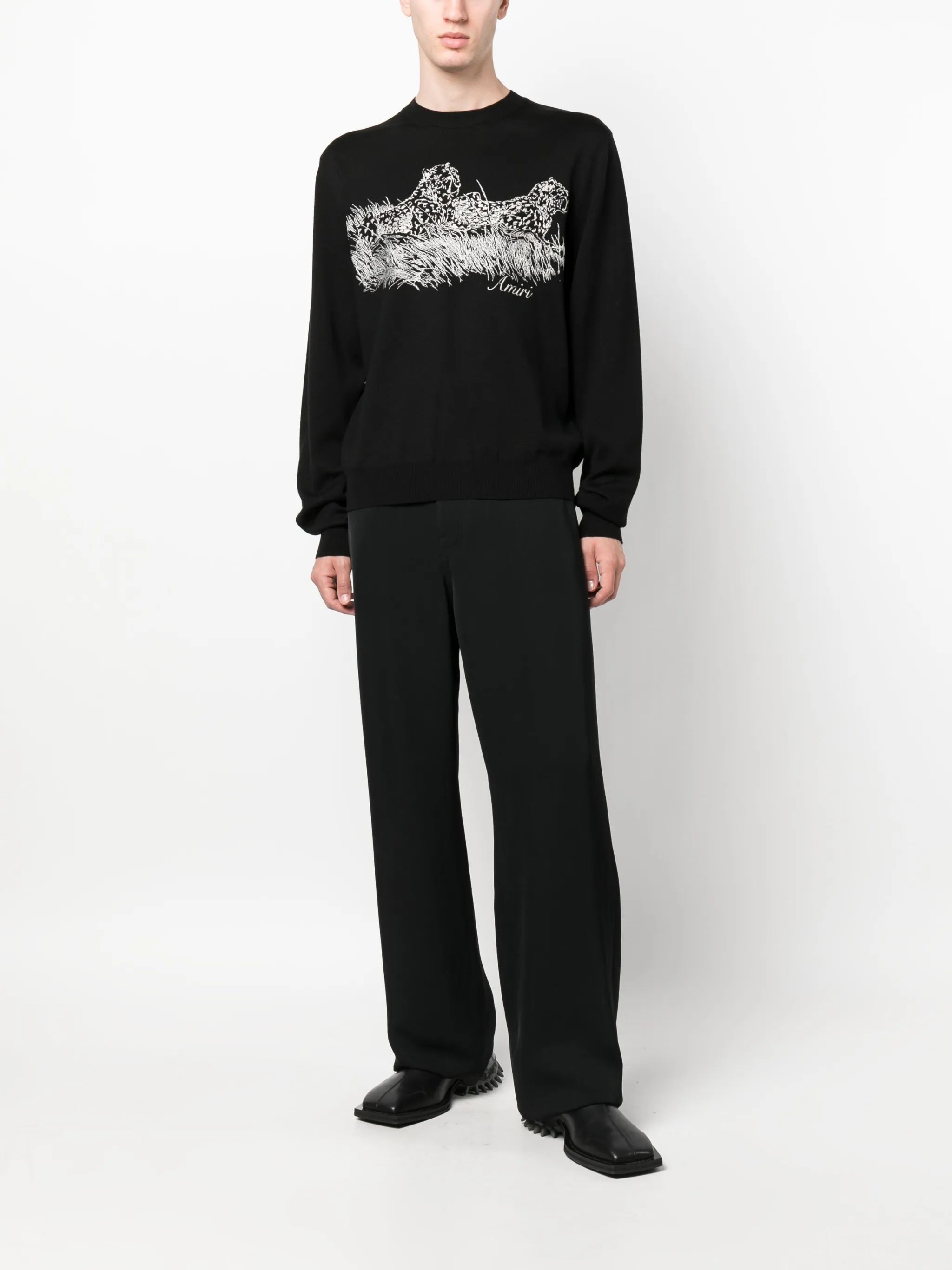 motif-embroidered wool jumper