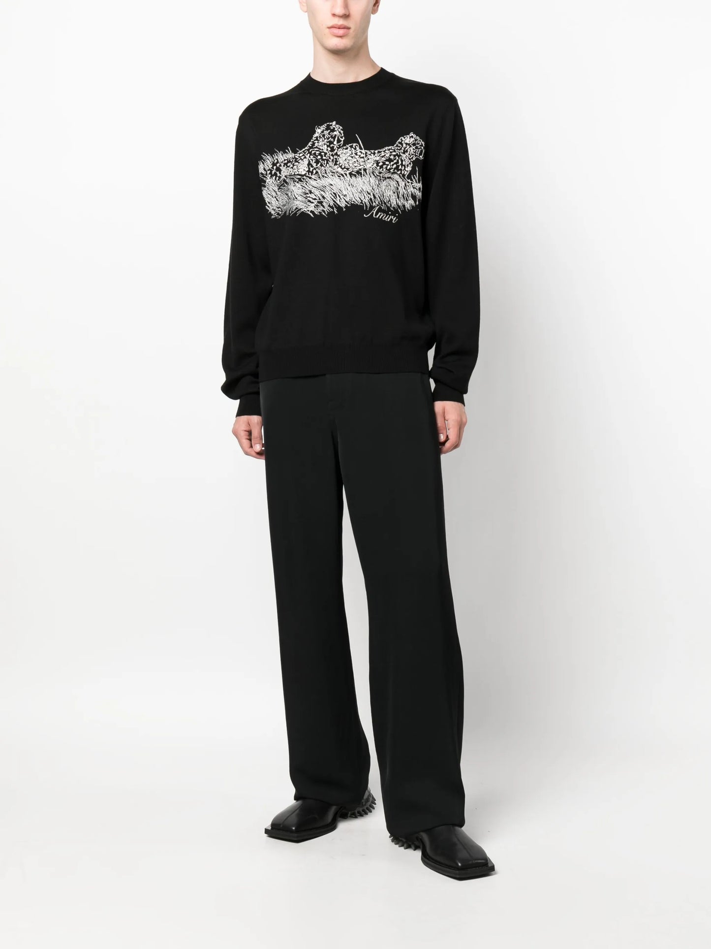 motif-embroidered wool jumper