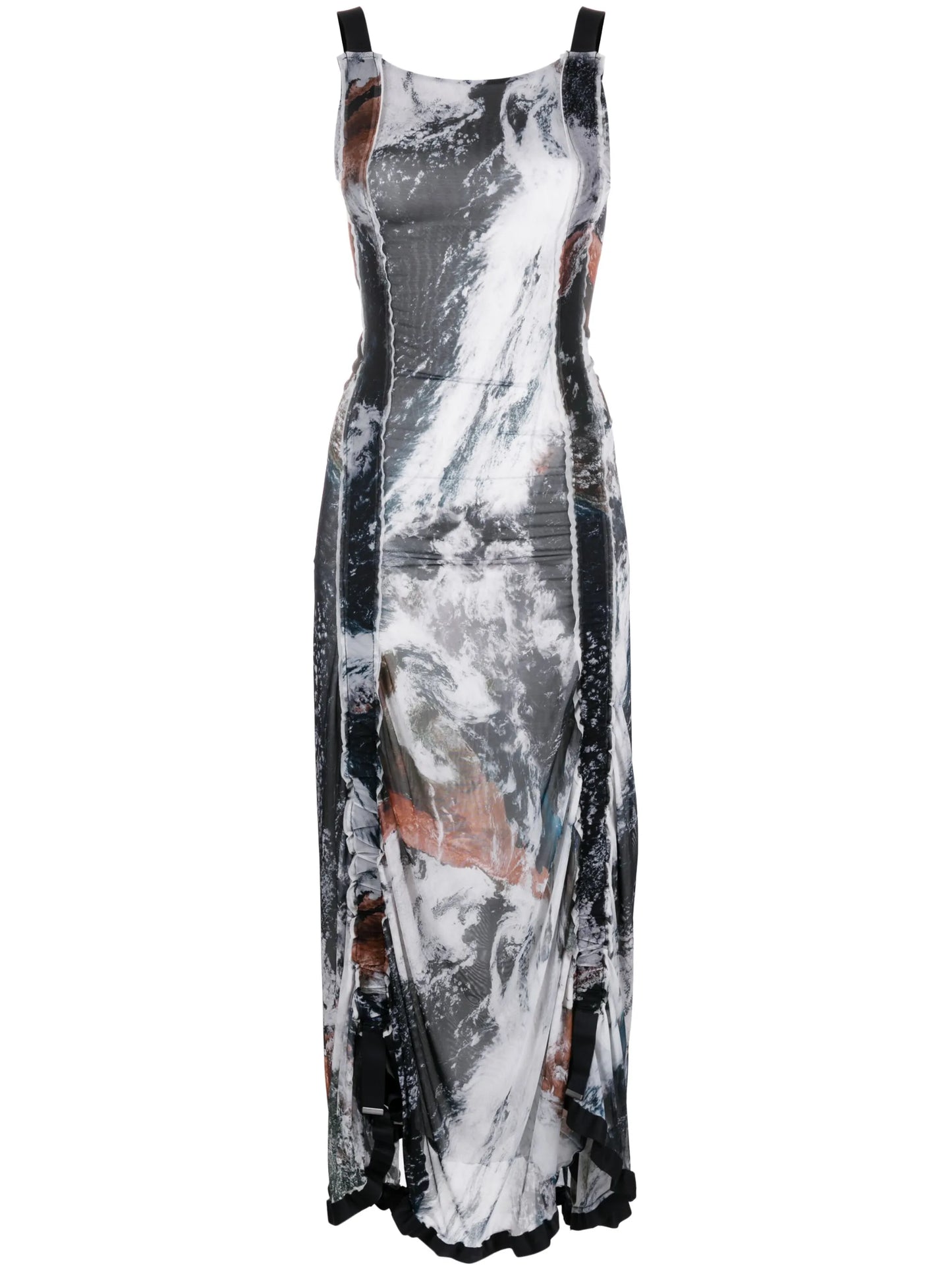 D-Tyler planet-print asymmetric midi dress