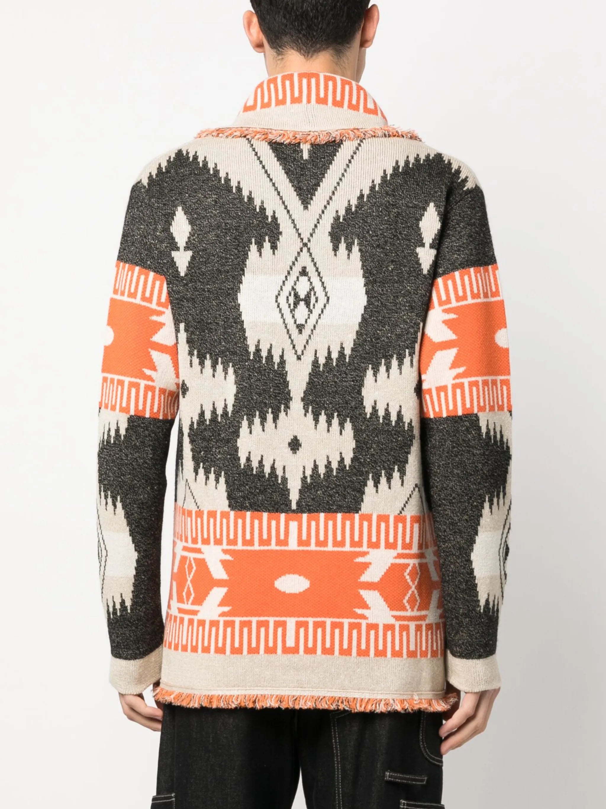 Icon jacquard V-neck cardigan