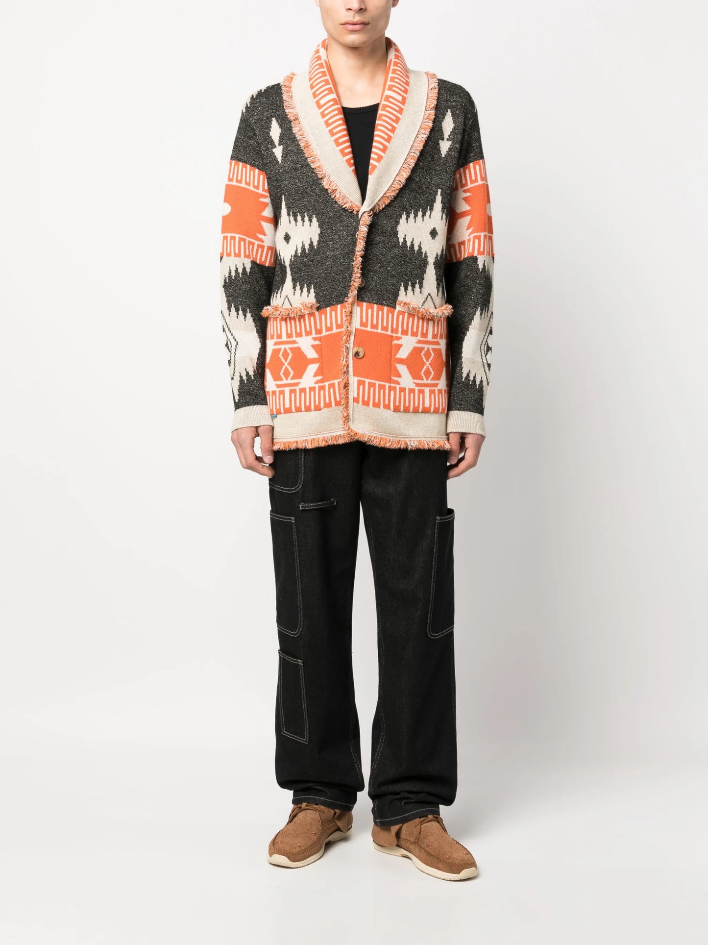 Icon jacquard V-neck cardigan