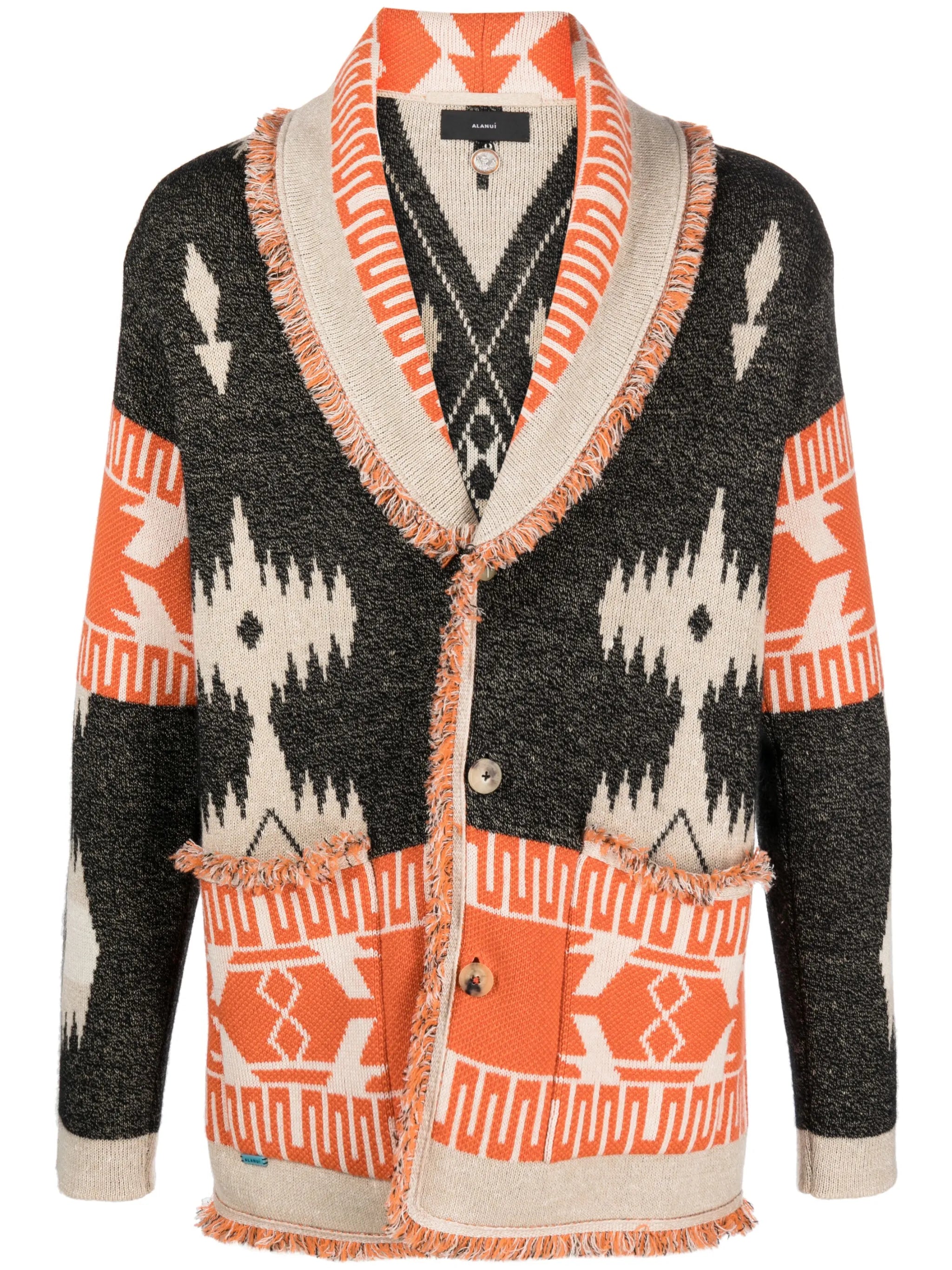 Icon jacquard V-neck cardigan