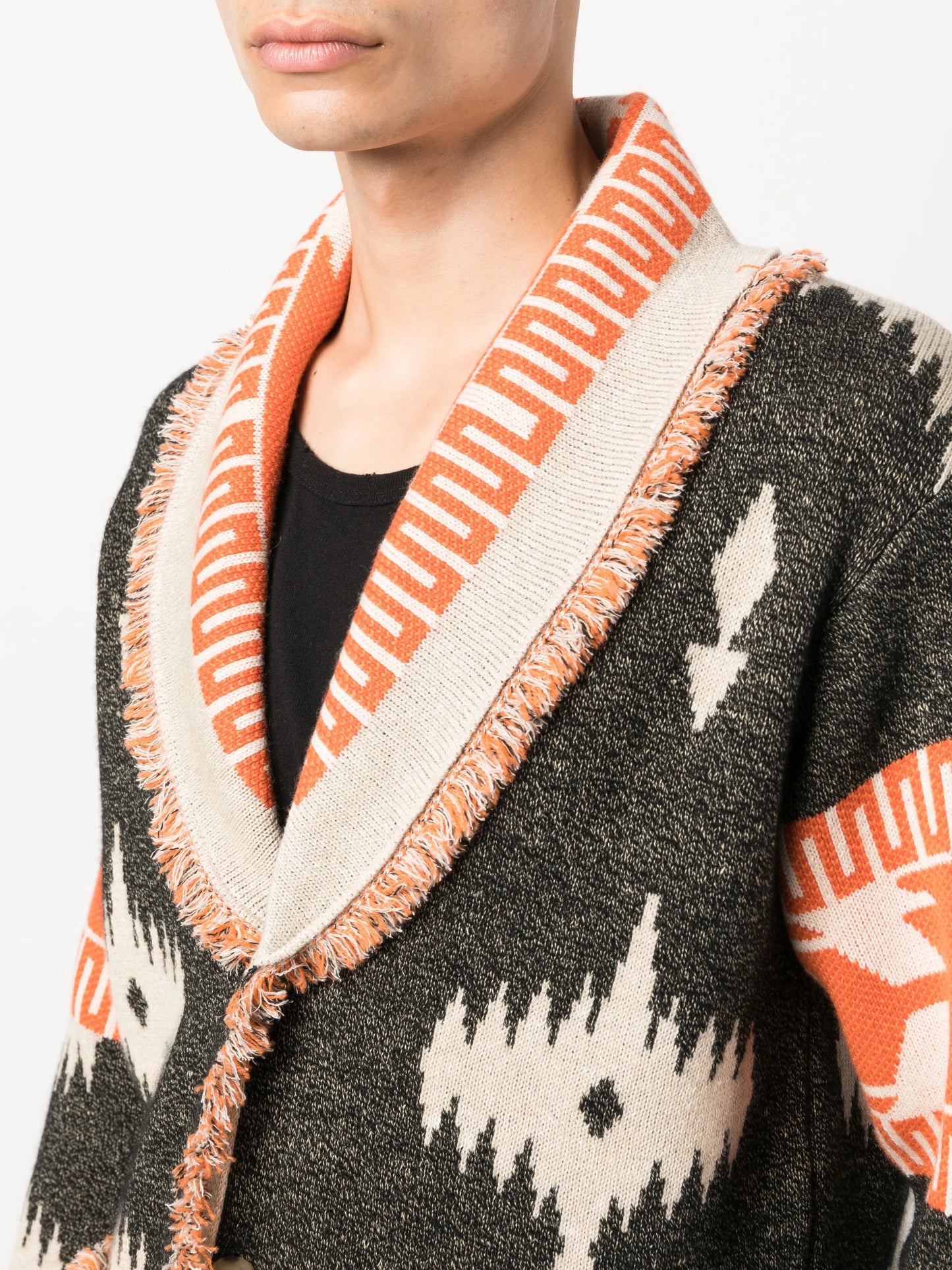 Icon jacquard V-neck cardigan