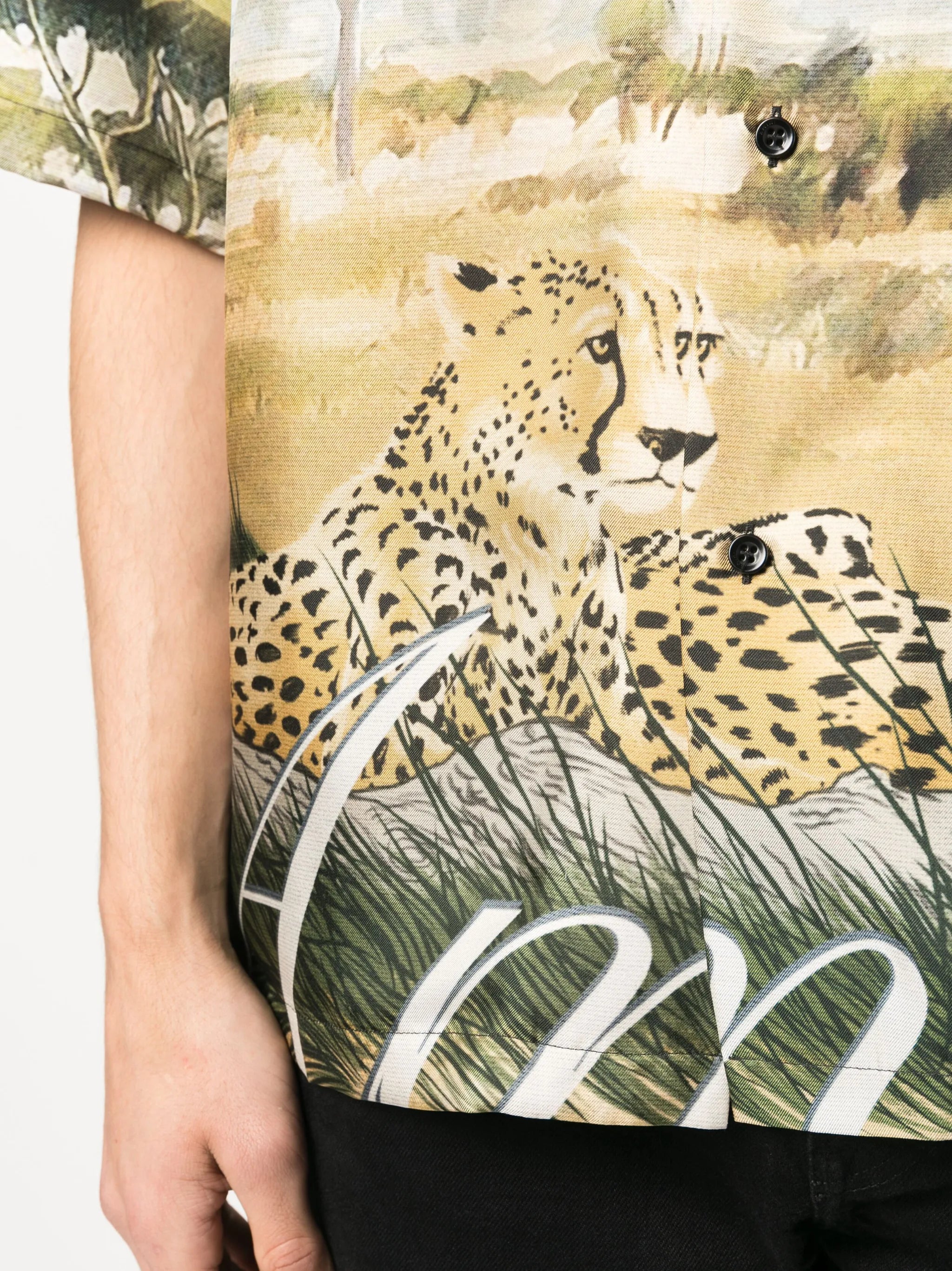 cheetah-print silk bowling shirt