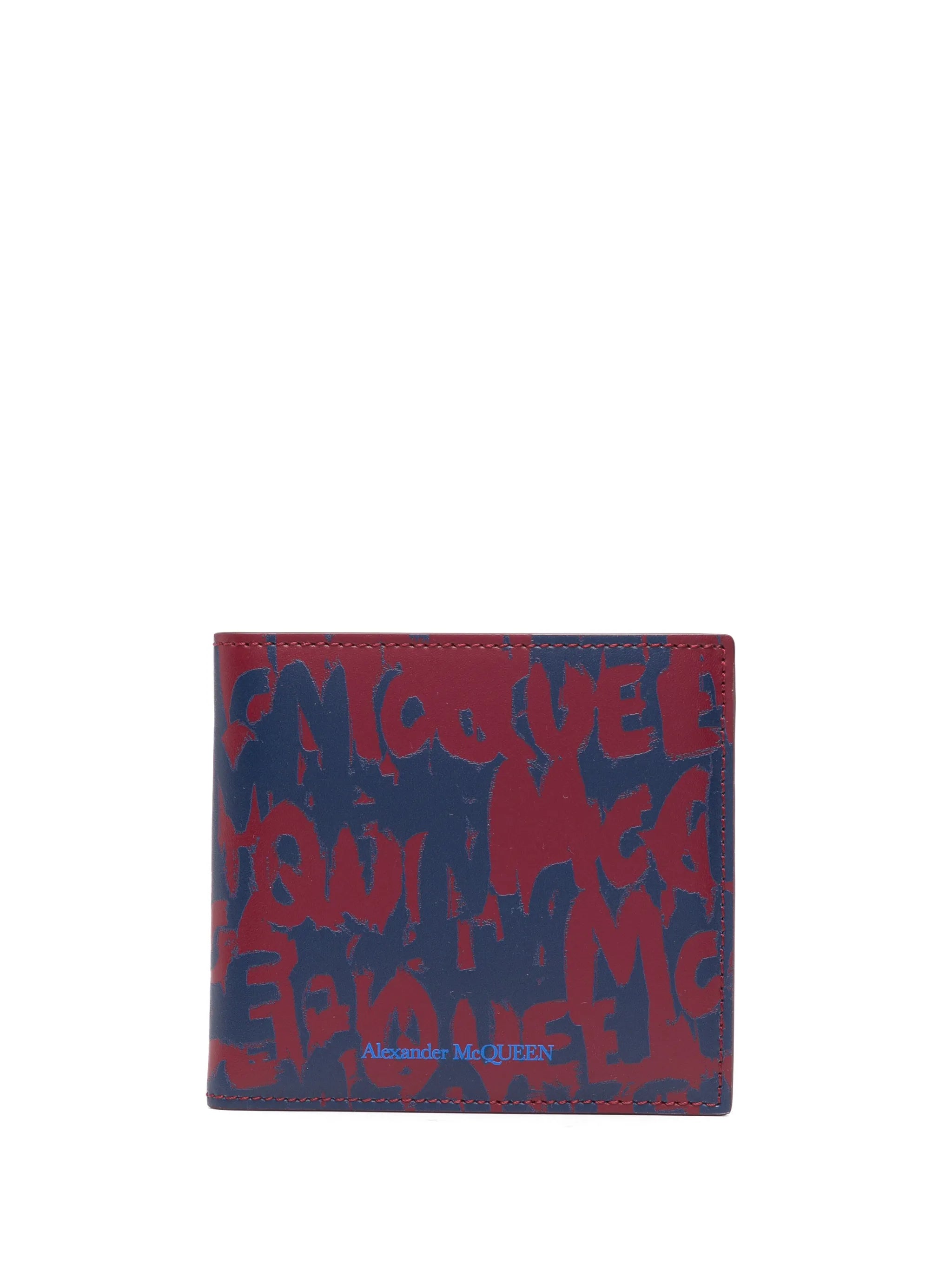 McQueen Graffiti bi-fold leather wallet