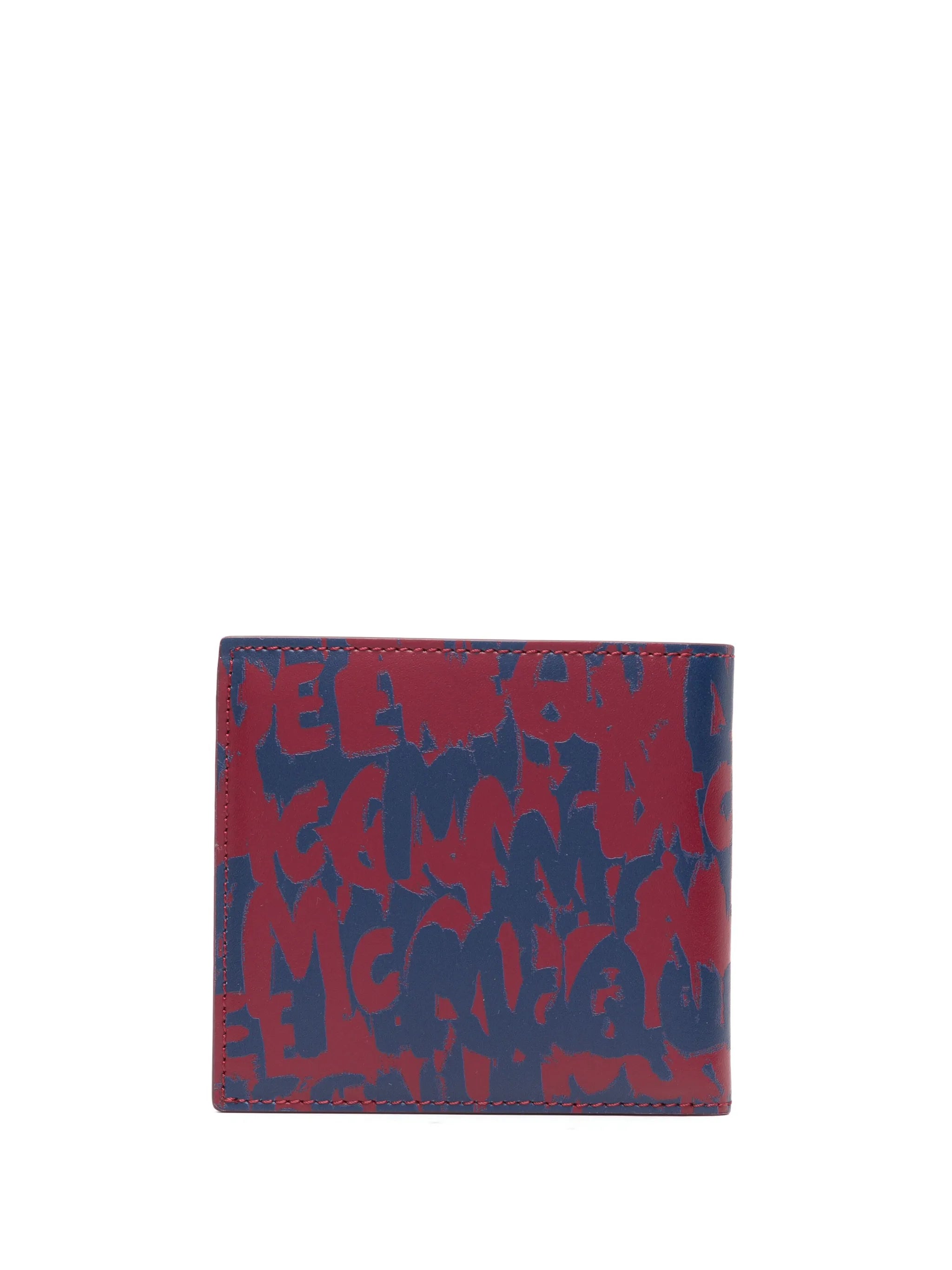 McQueen Graffiti bi-fold leather wallet