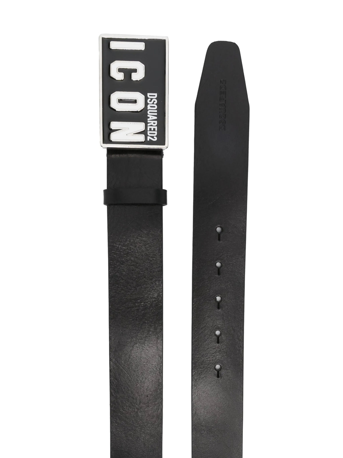 logo-buckle leather belt