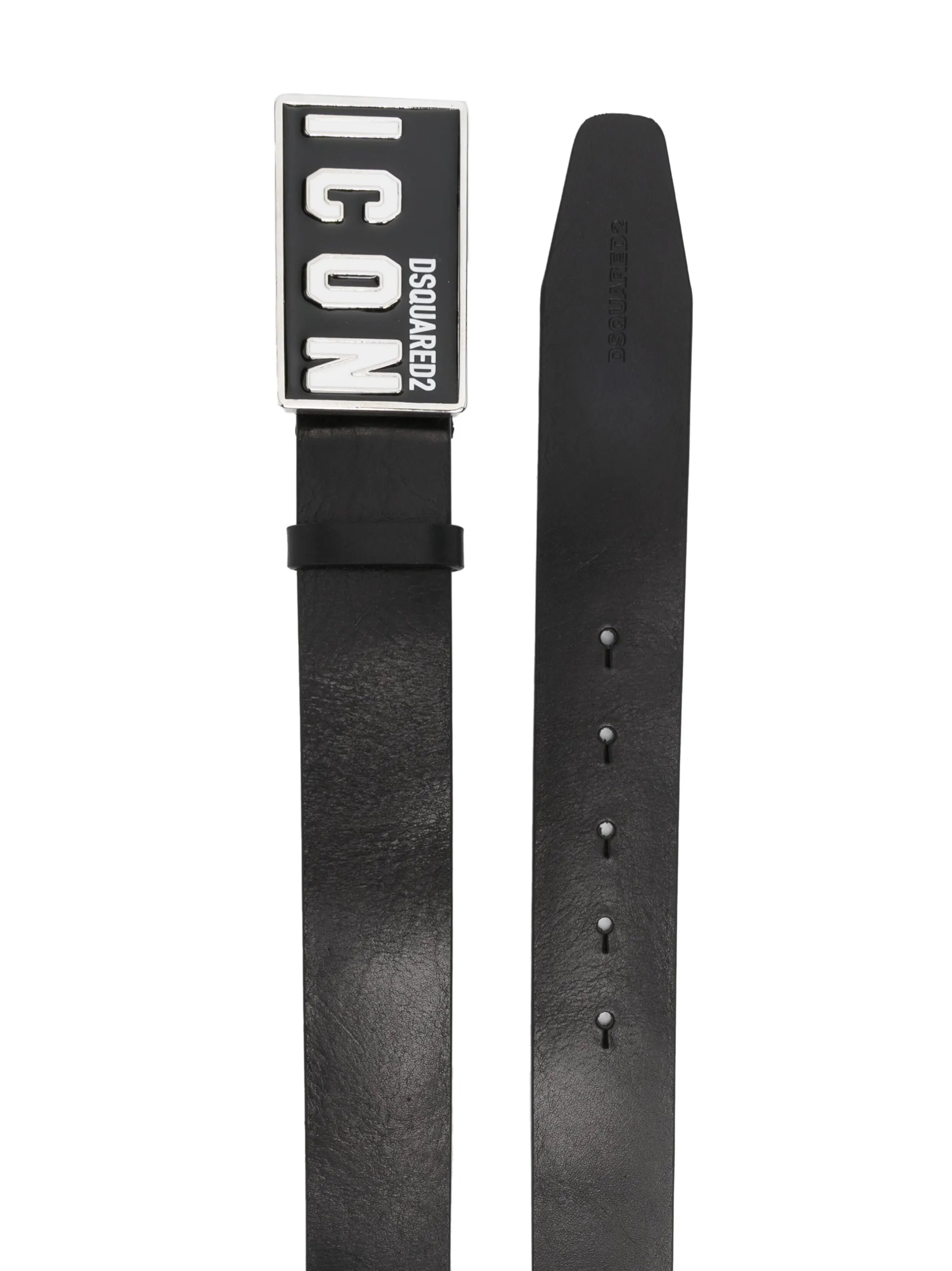 logo-buckle leather belt
