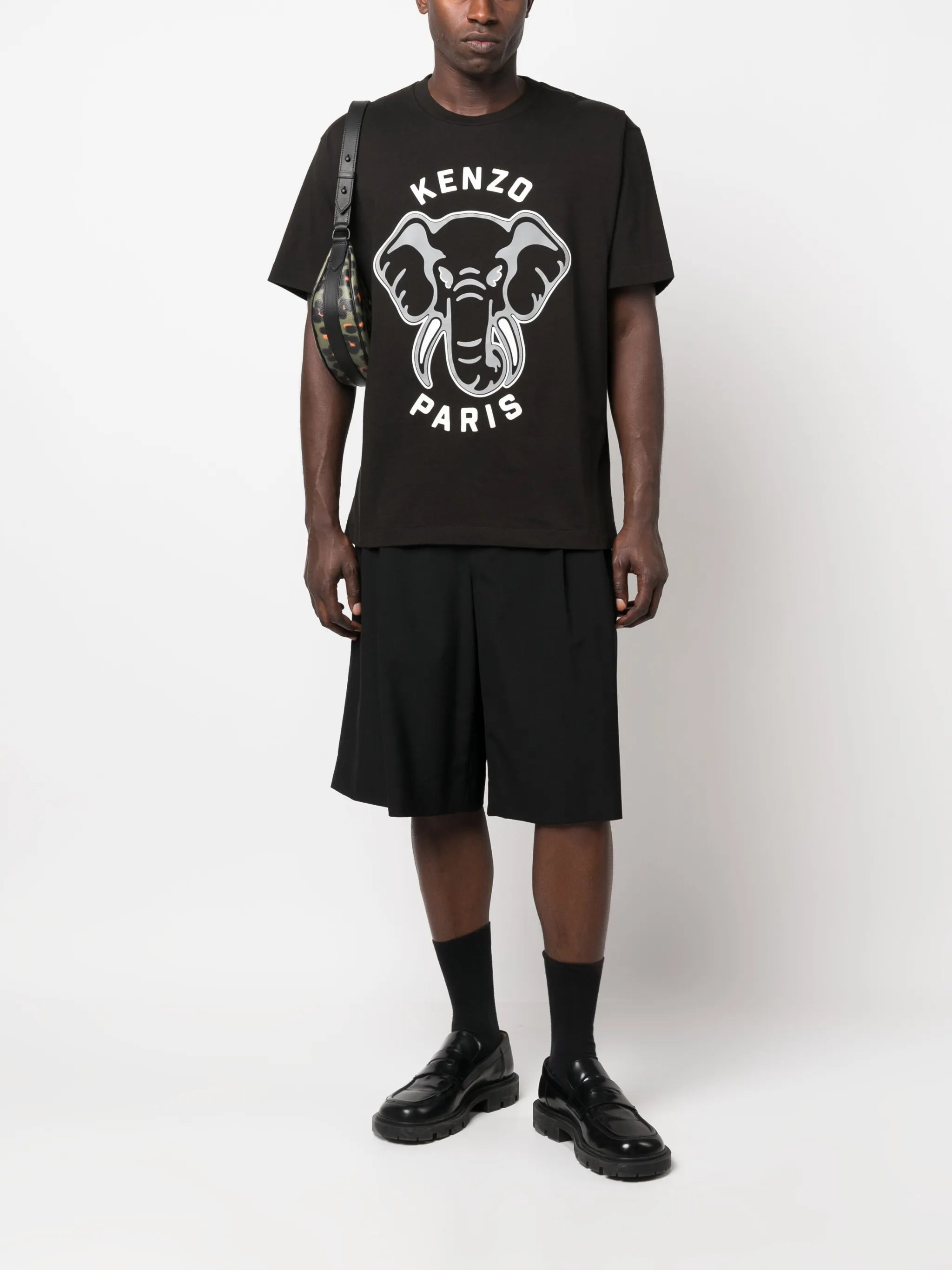 elephant-print cotton T-shirt