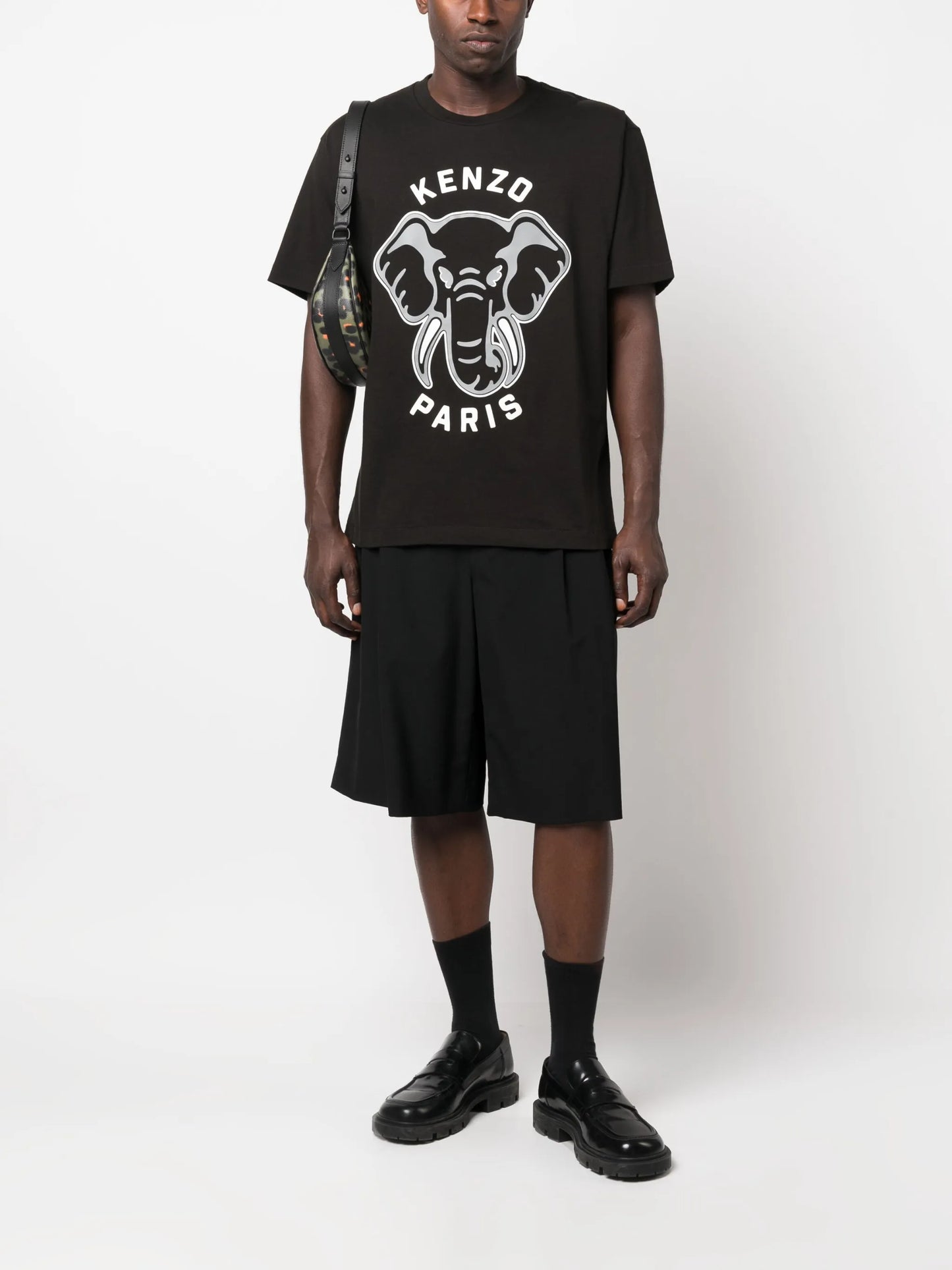 elephant-print cotton T-shirt