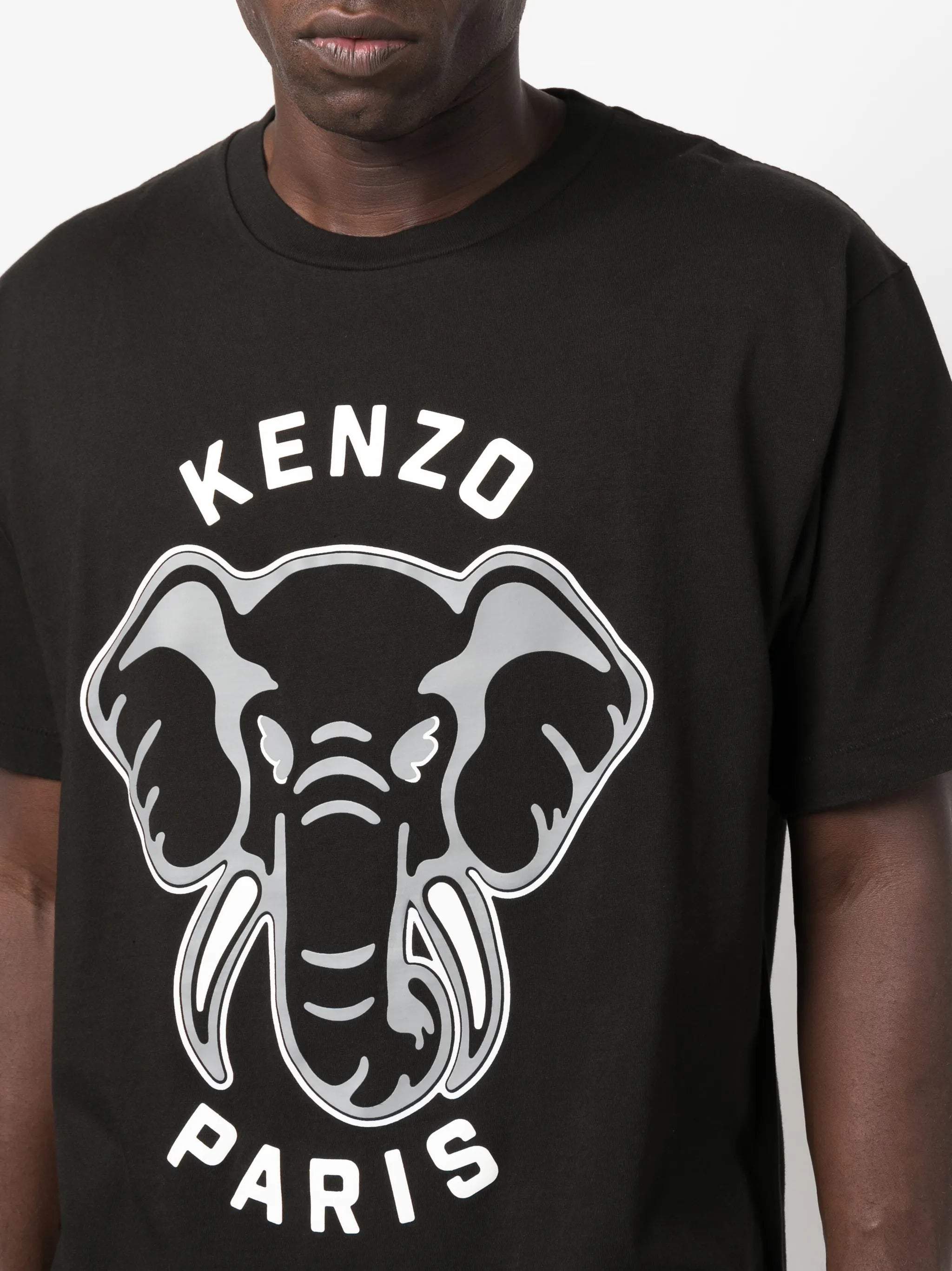 elephant-print cotton T-shirt