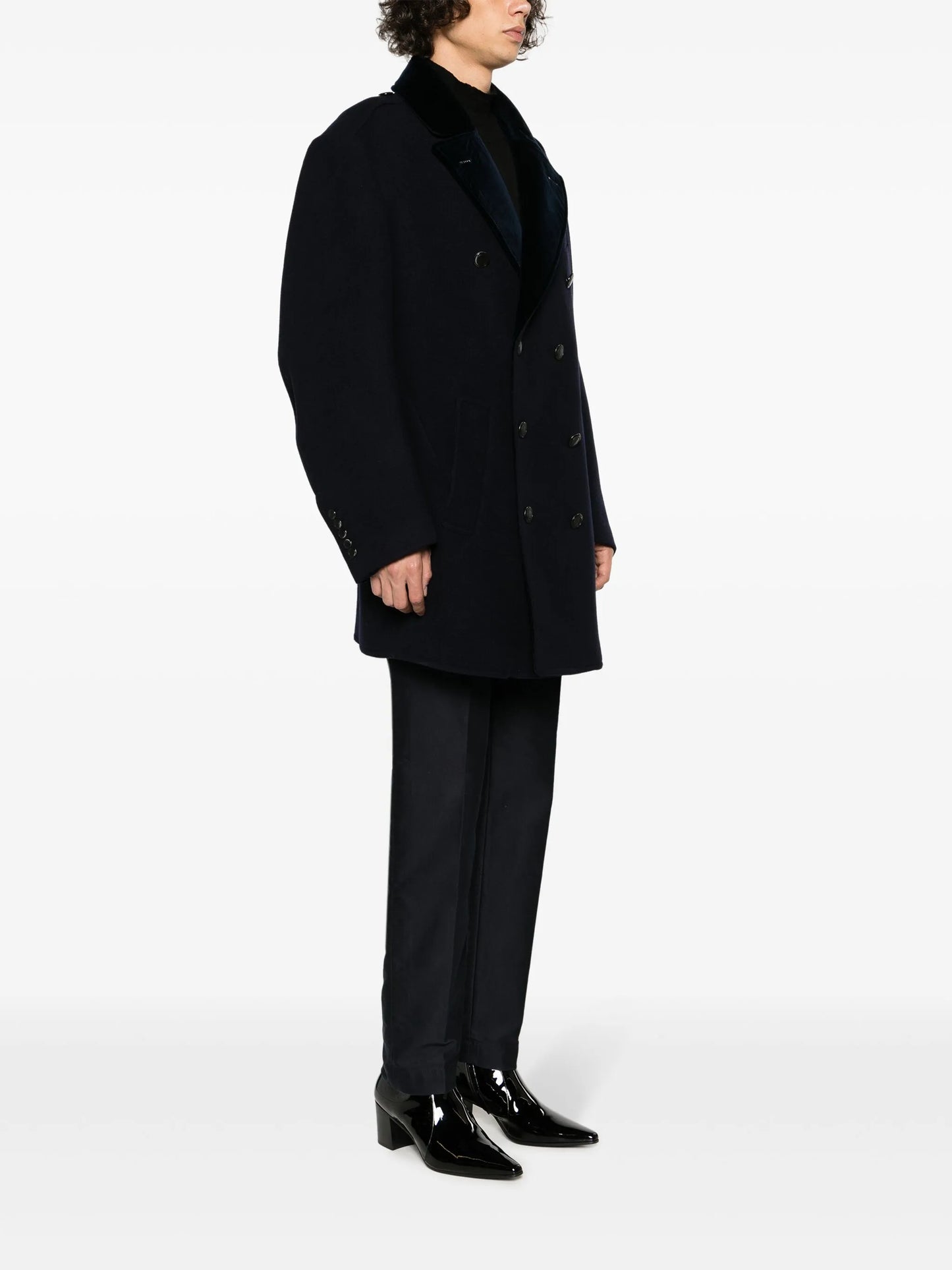 double-breasted wool peacoat