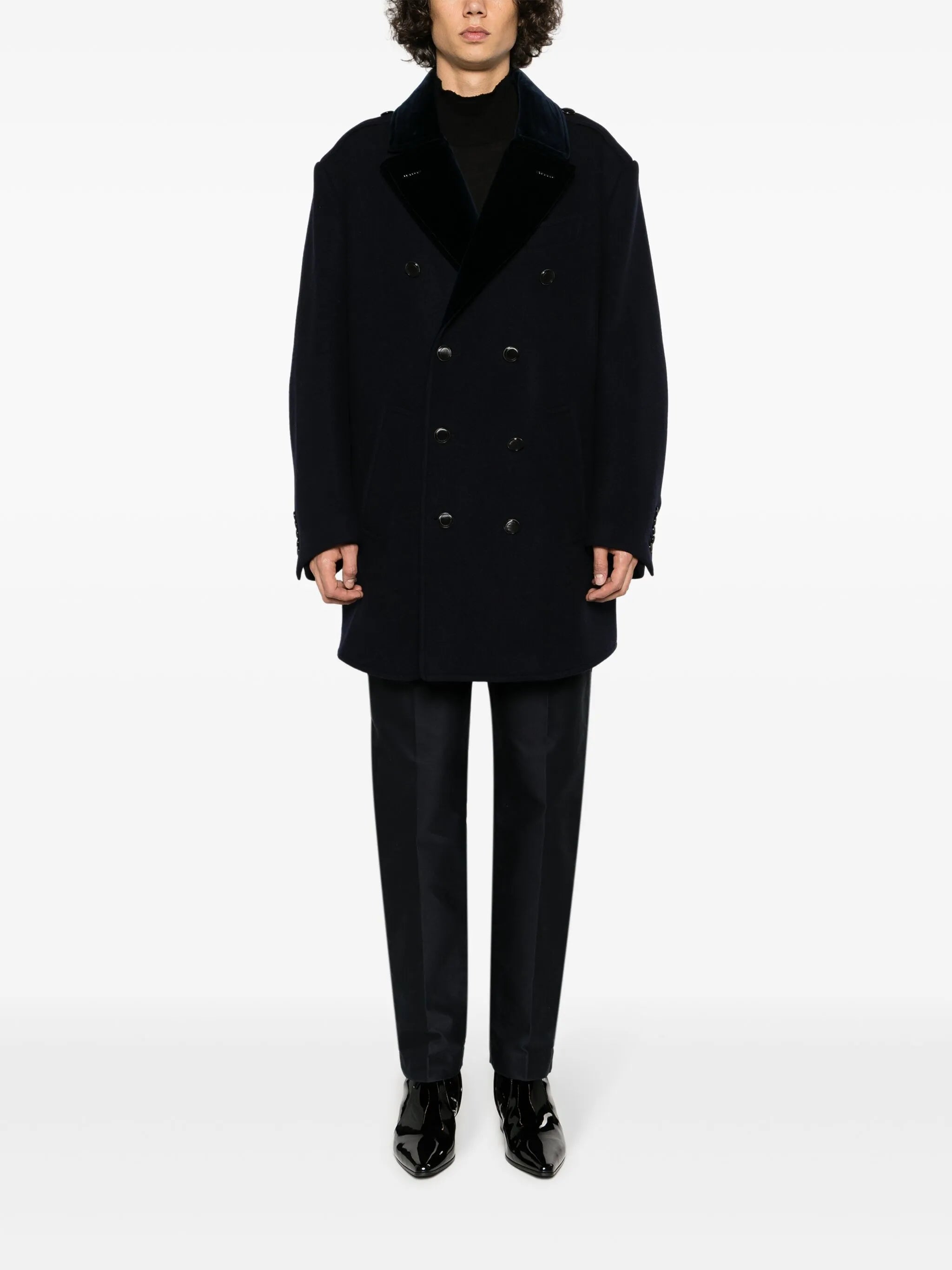 double-breasted wool peacoat