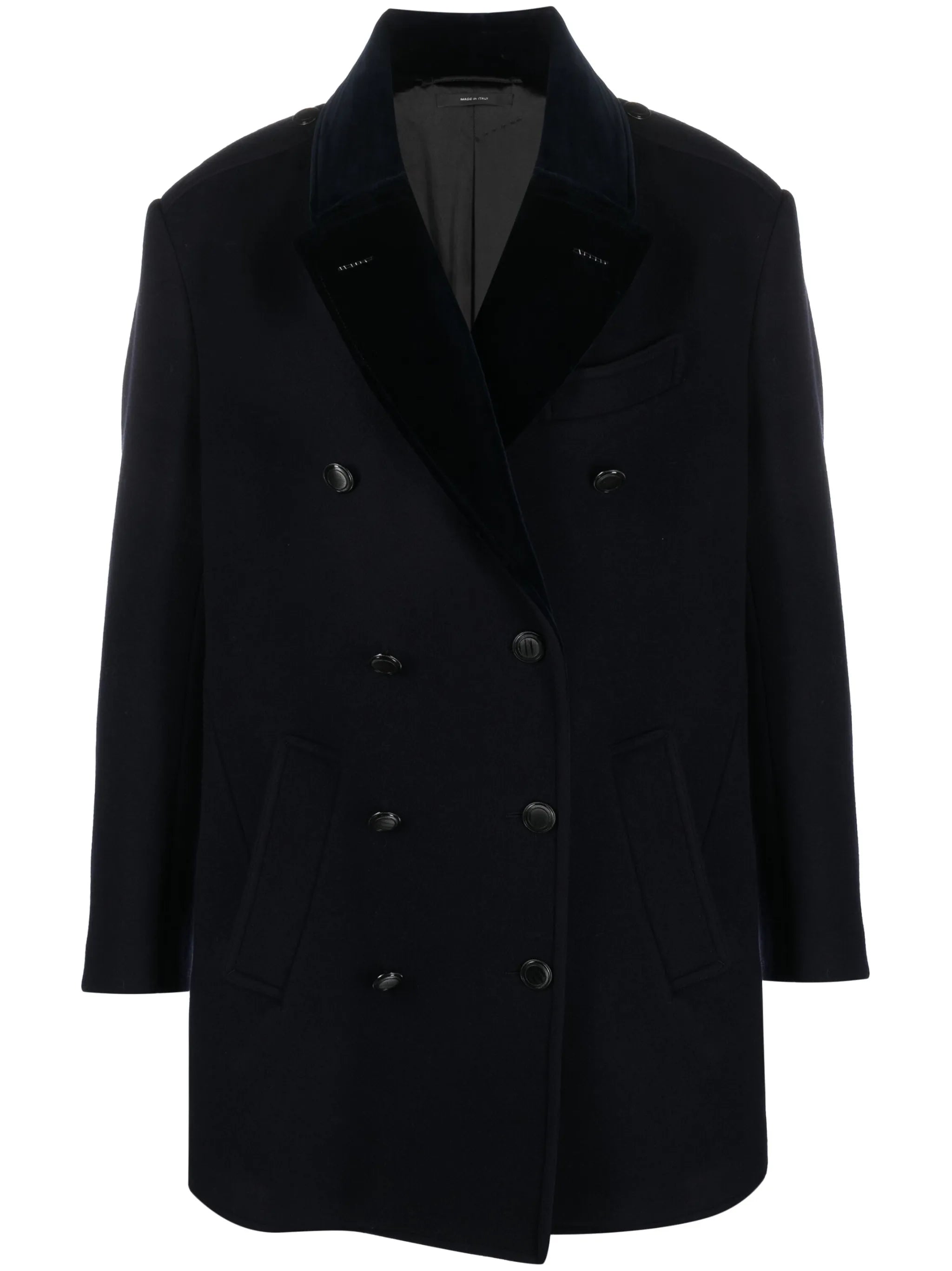 double-breasted wool peacoat