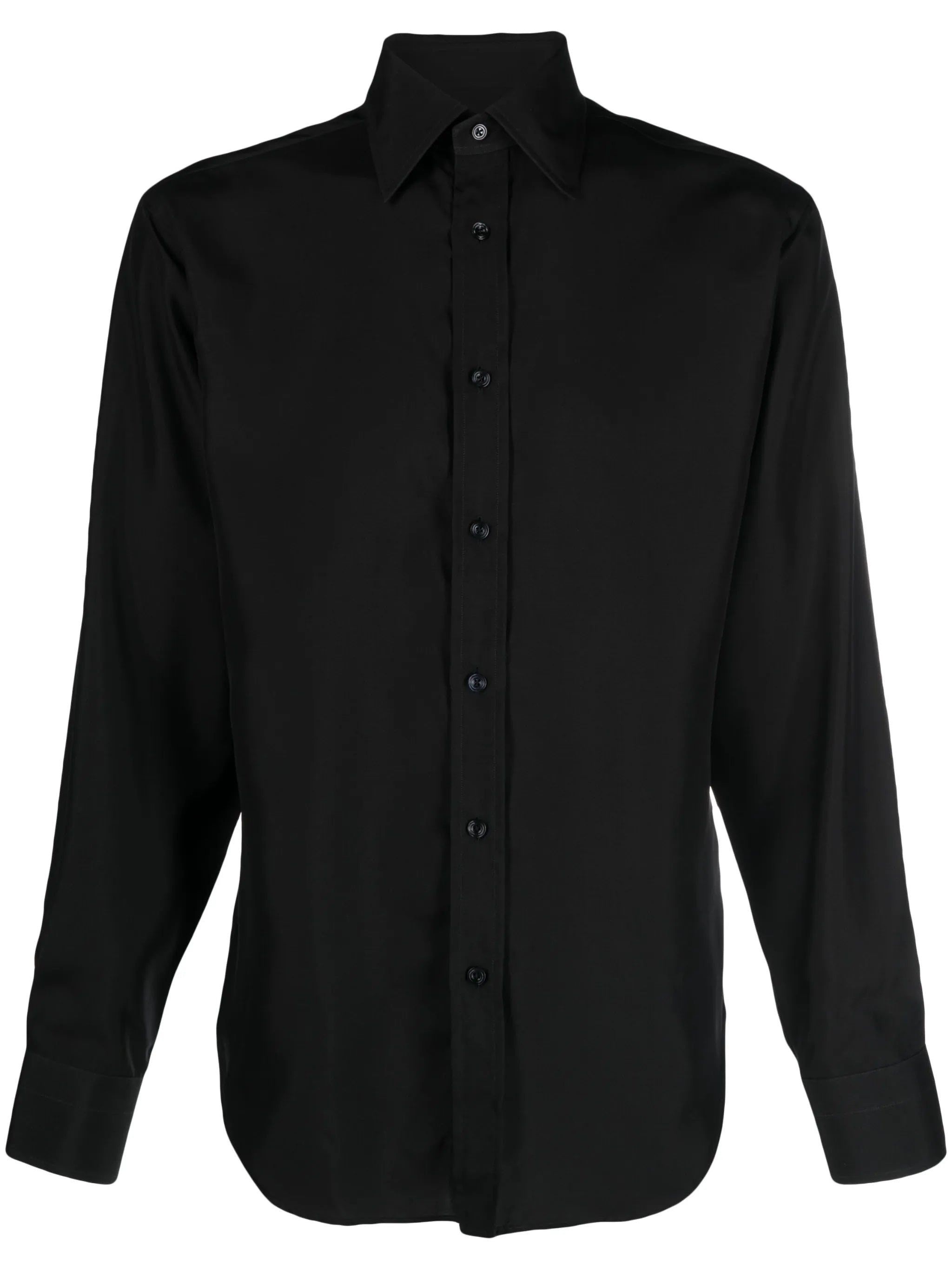 straight-point collar silk shirt