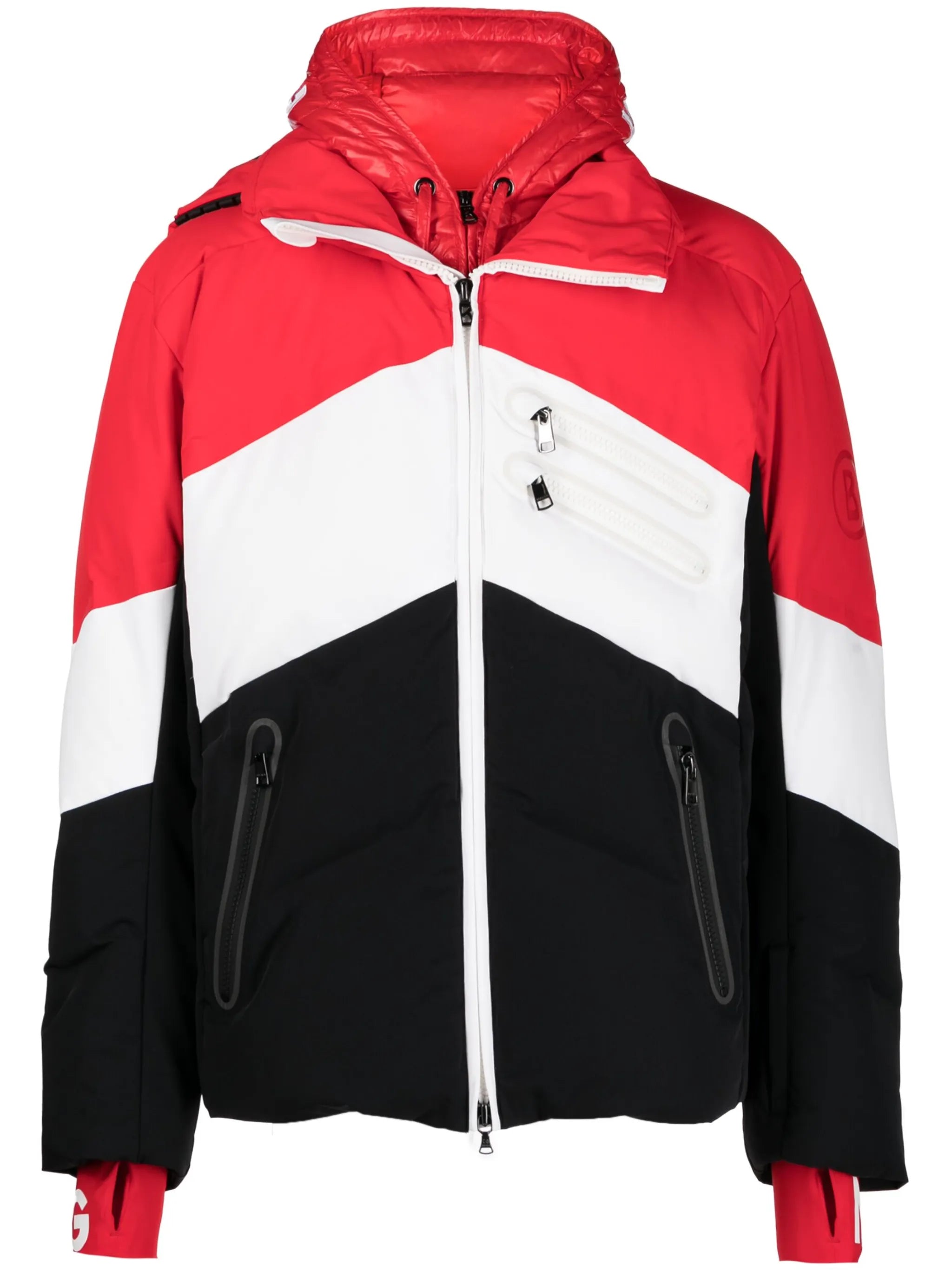 layered goose-down ski jacket