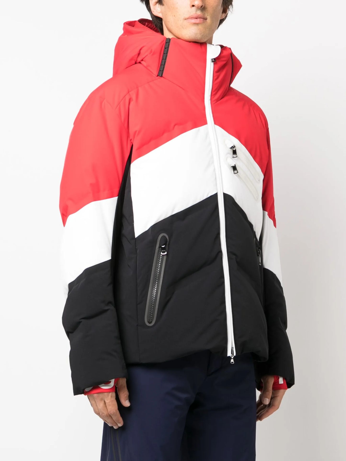 layered goose-down ski jacket