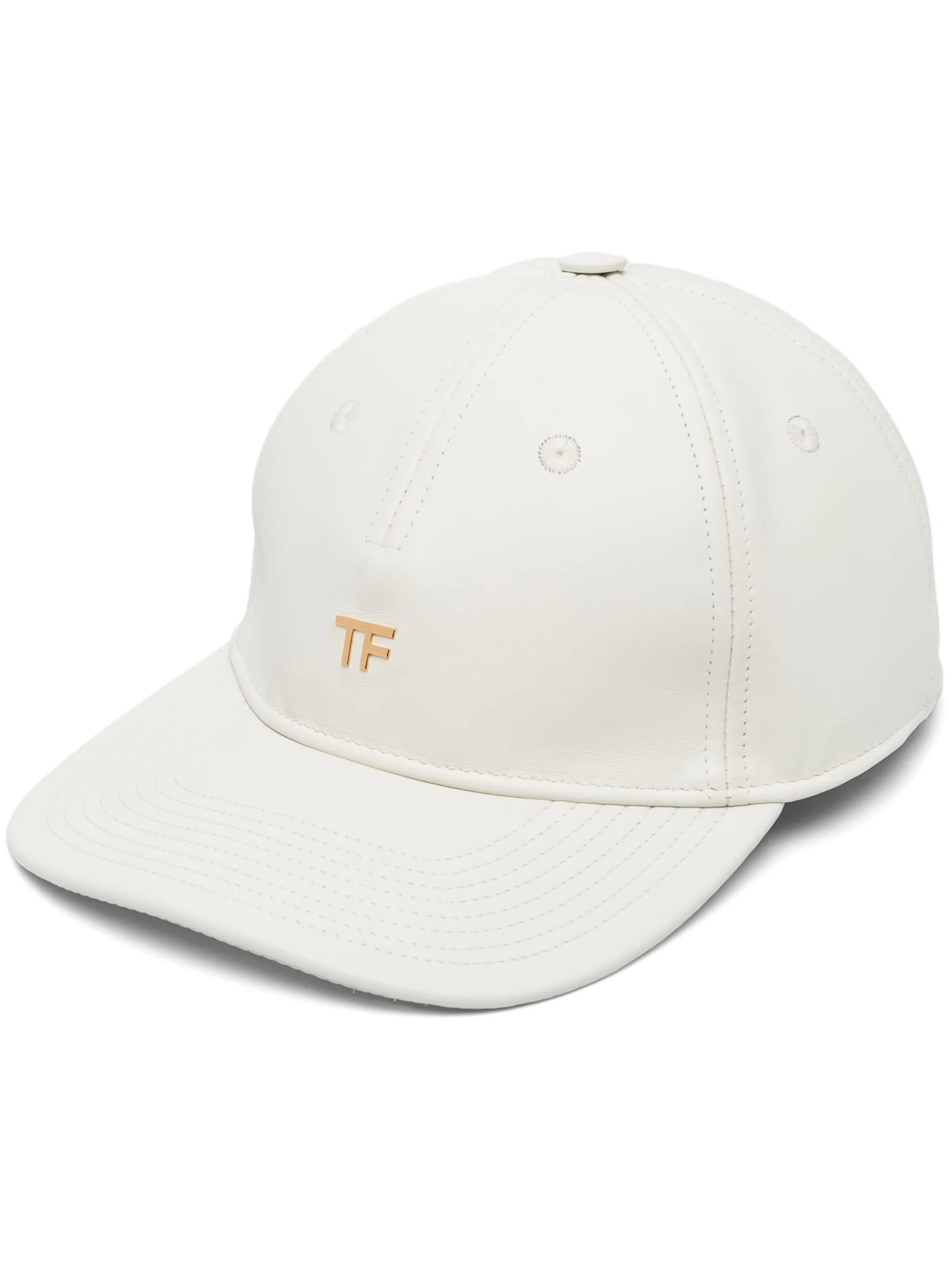 logo-lettering leather cap