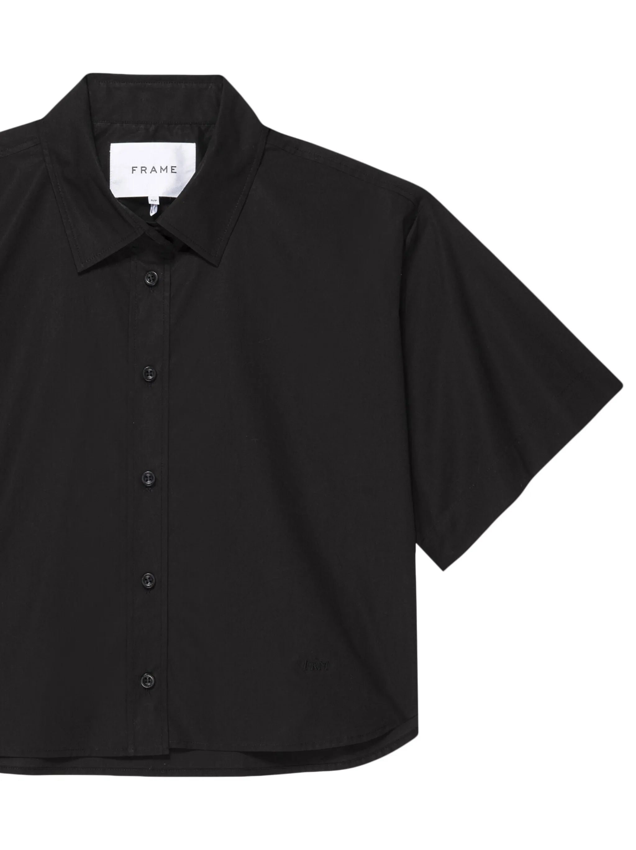 cropped button-up cotton shirt