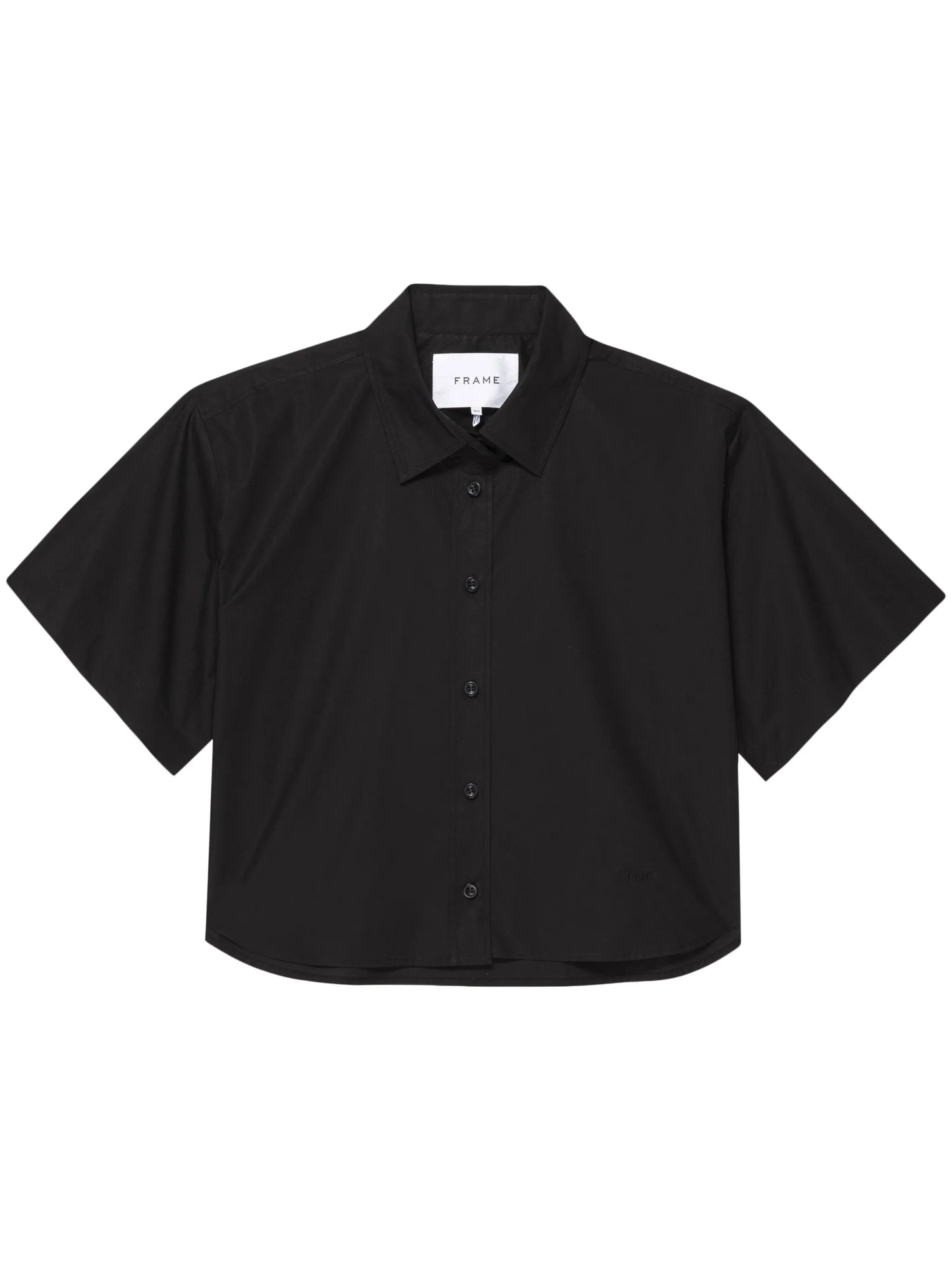 cropped button-up cotton shirt
