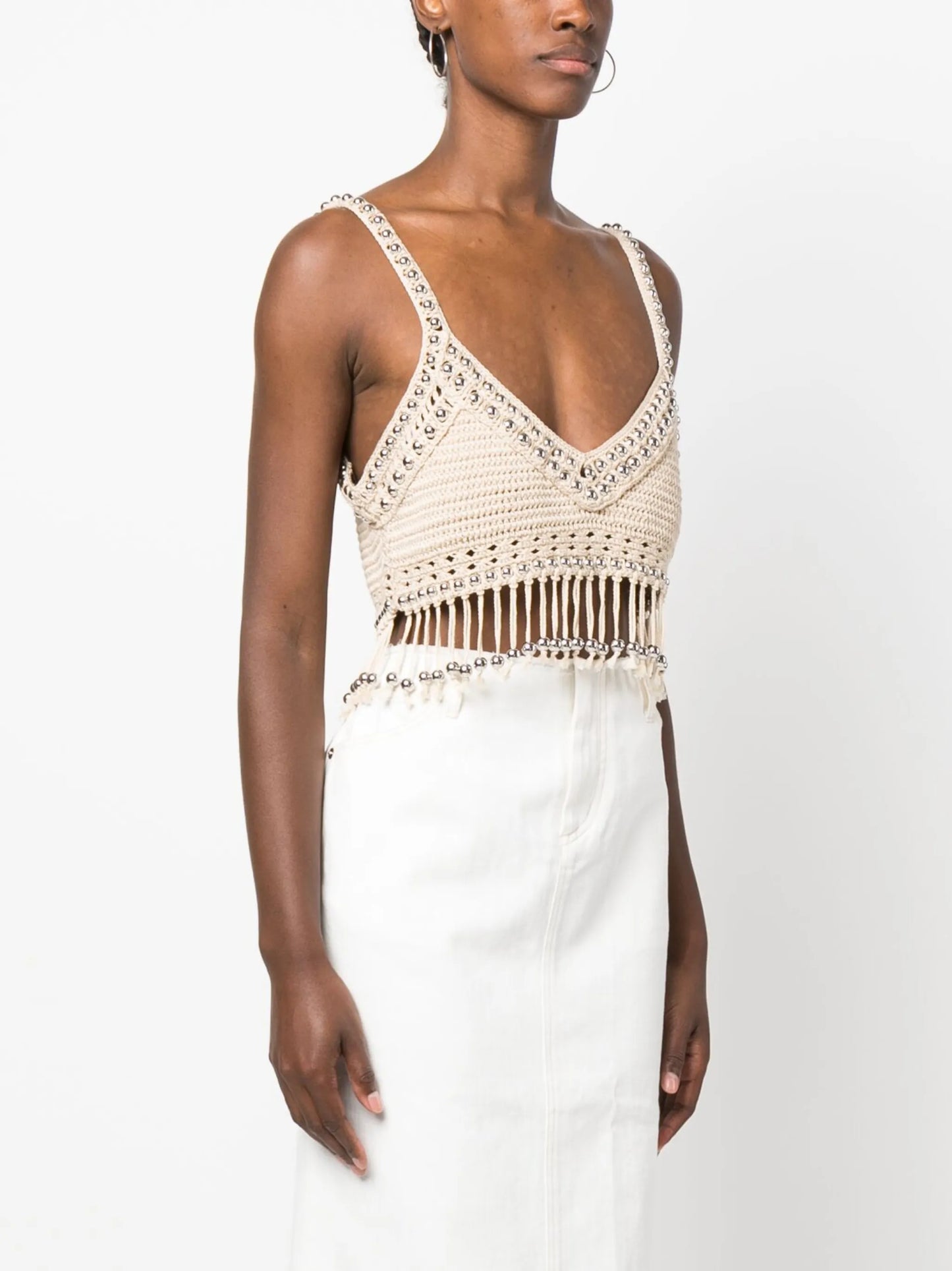 bead-embellished cropped top