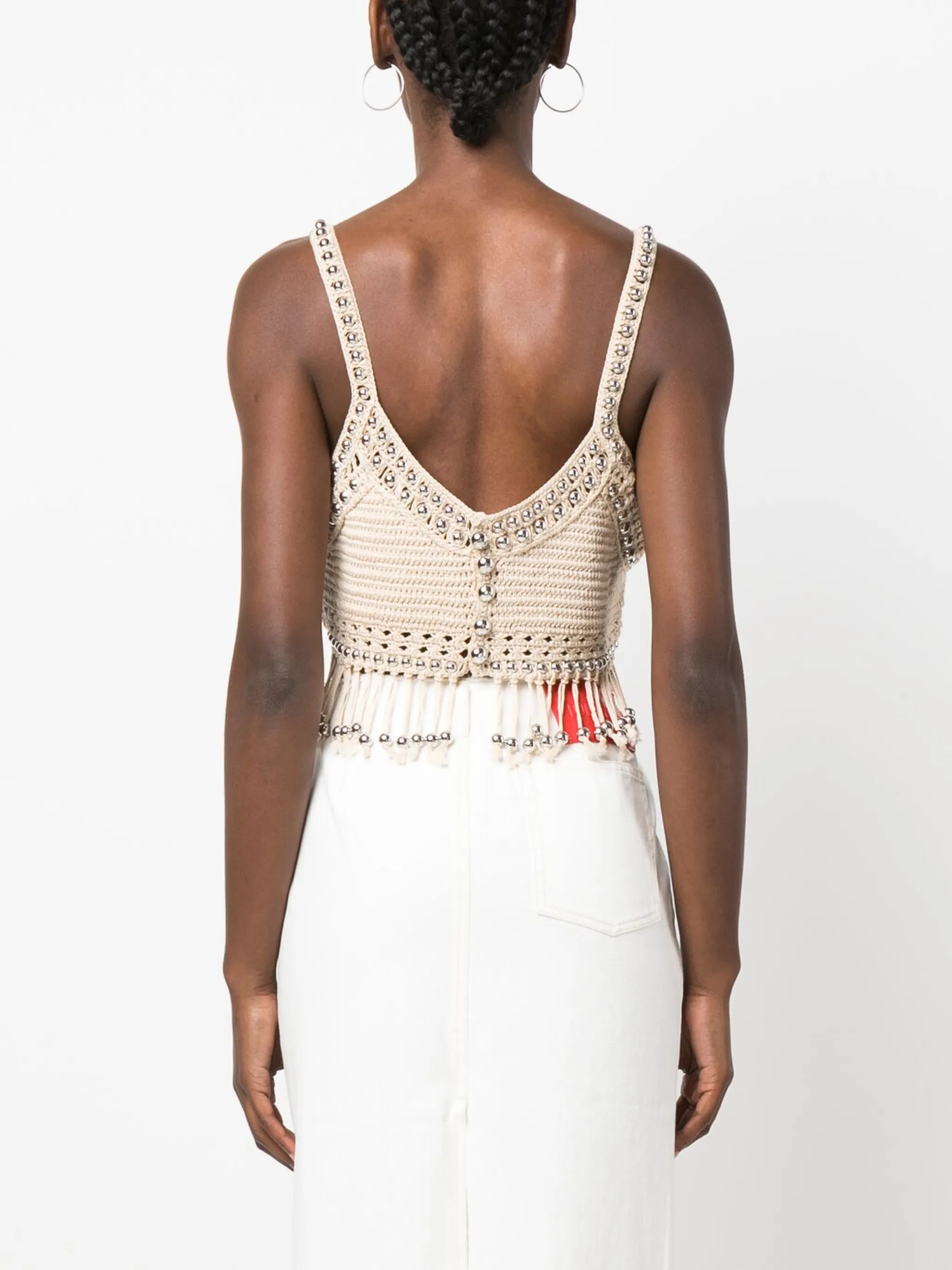 bead-embellished cropped top