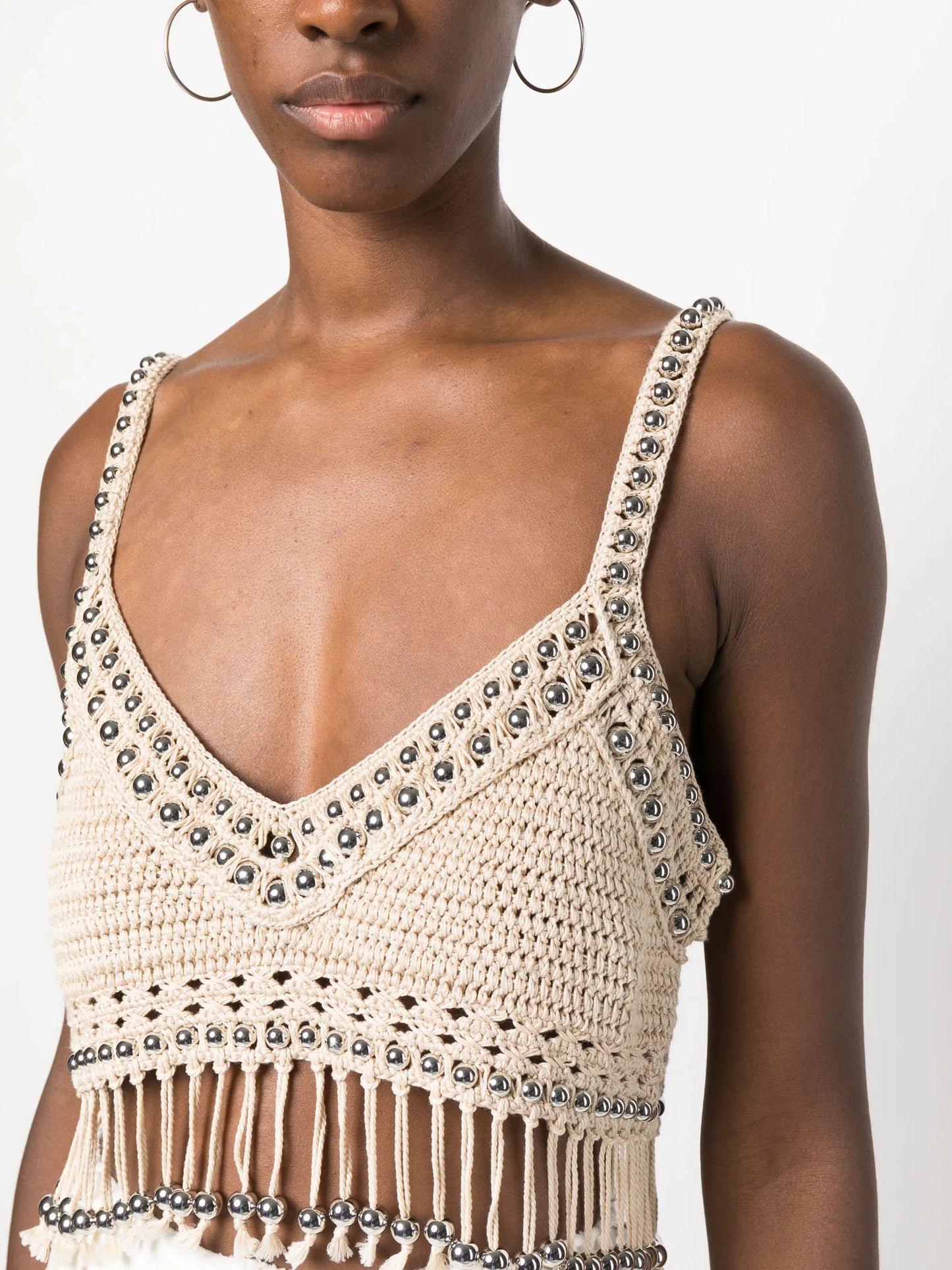 bead-embellished cropped top