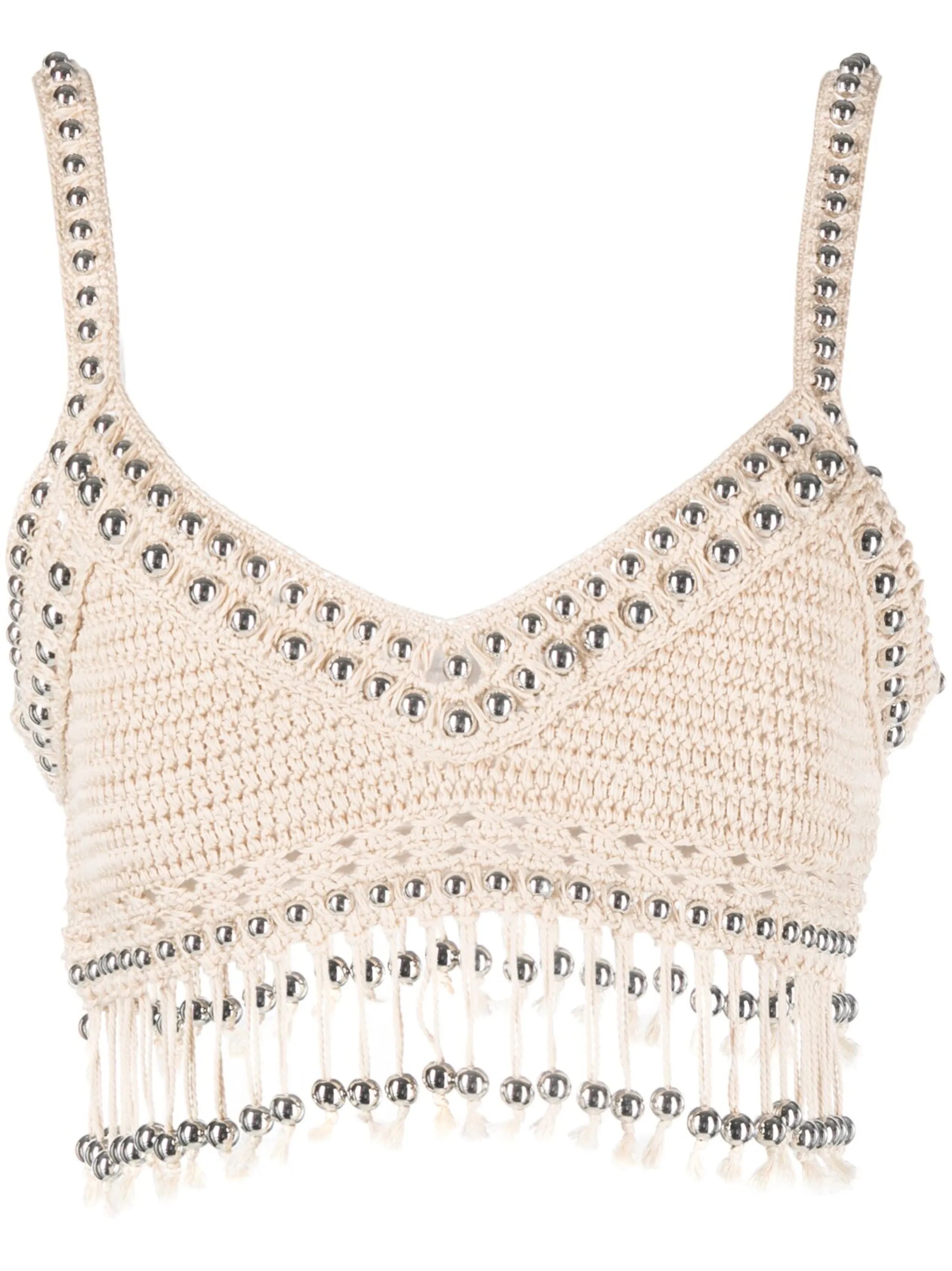 bead-embellished cropped top