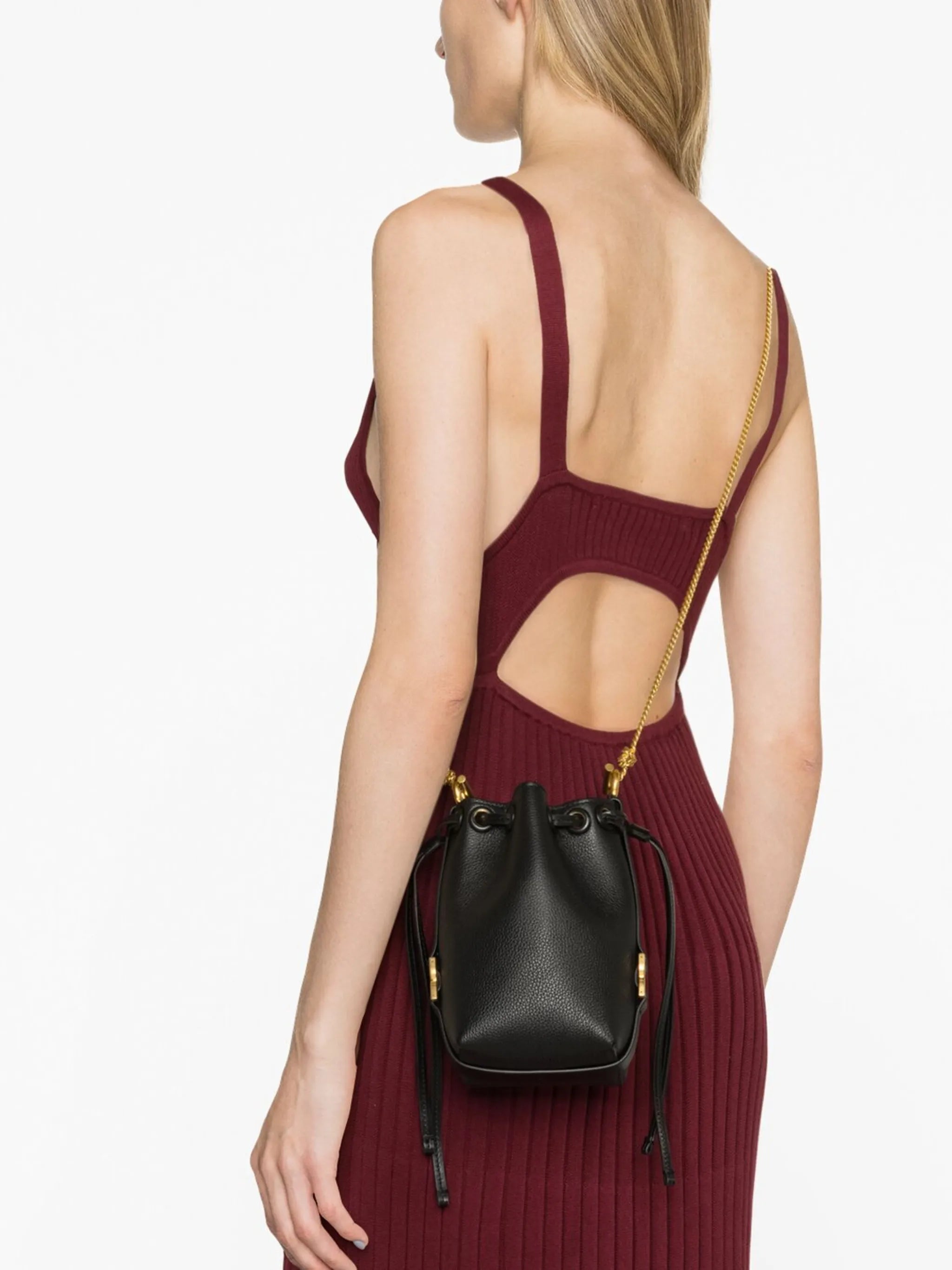 micro Marcie leather bucket bag
