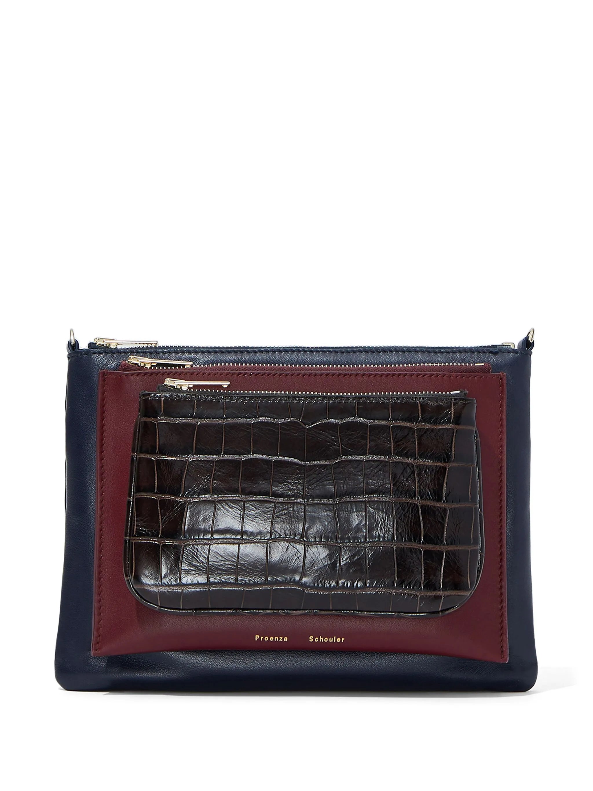 Triple Zip leather pouch