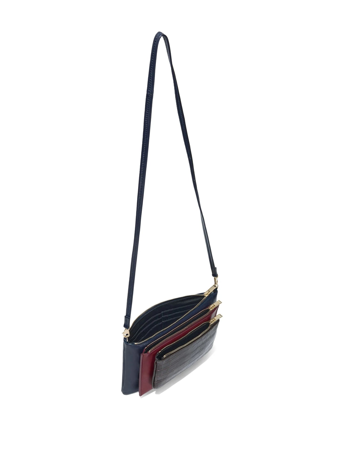 Triple Zip leather pouch