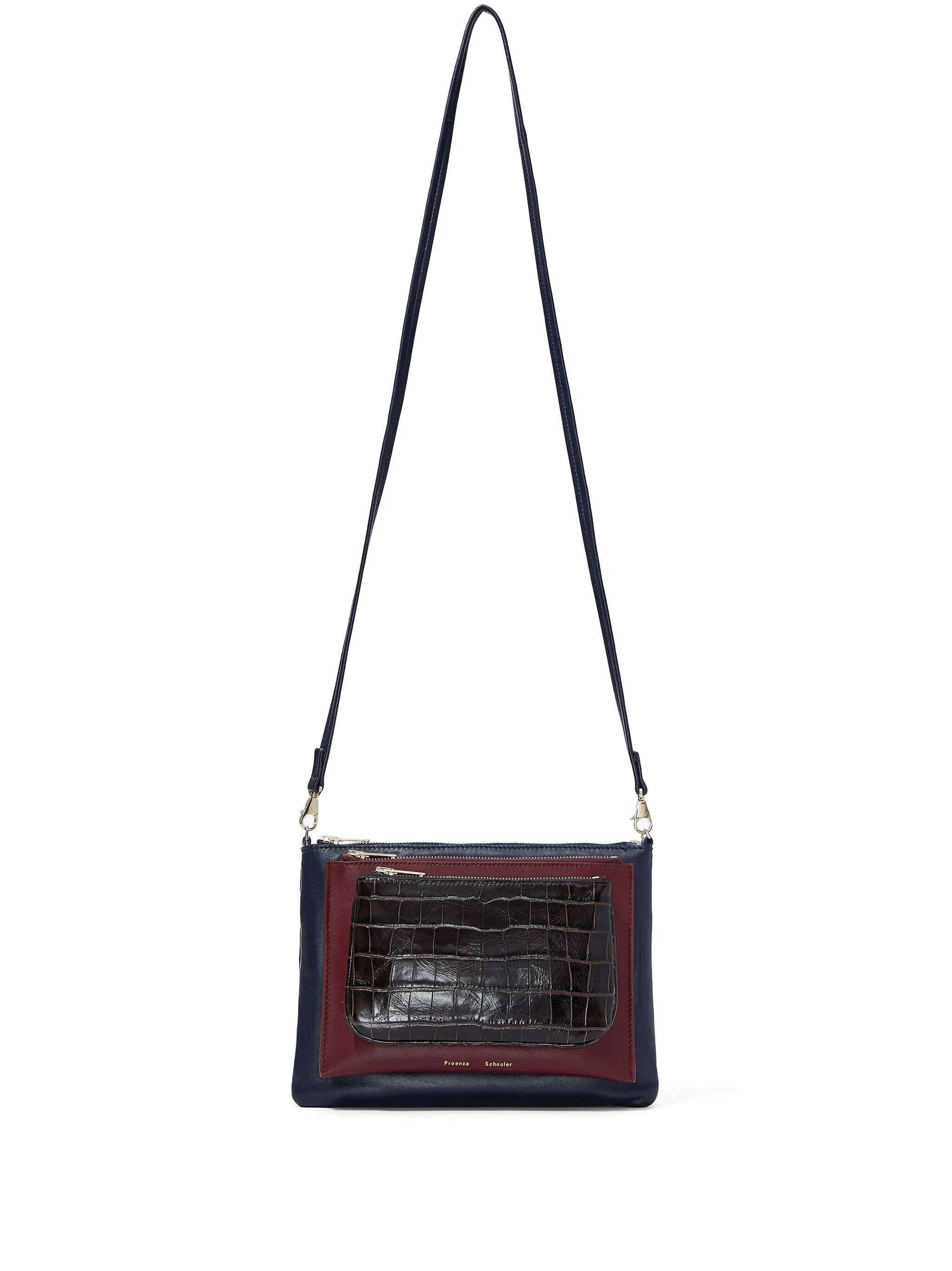 Triple Zip leather pouch