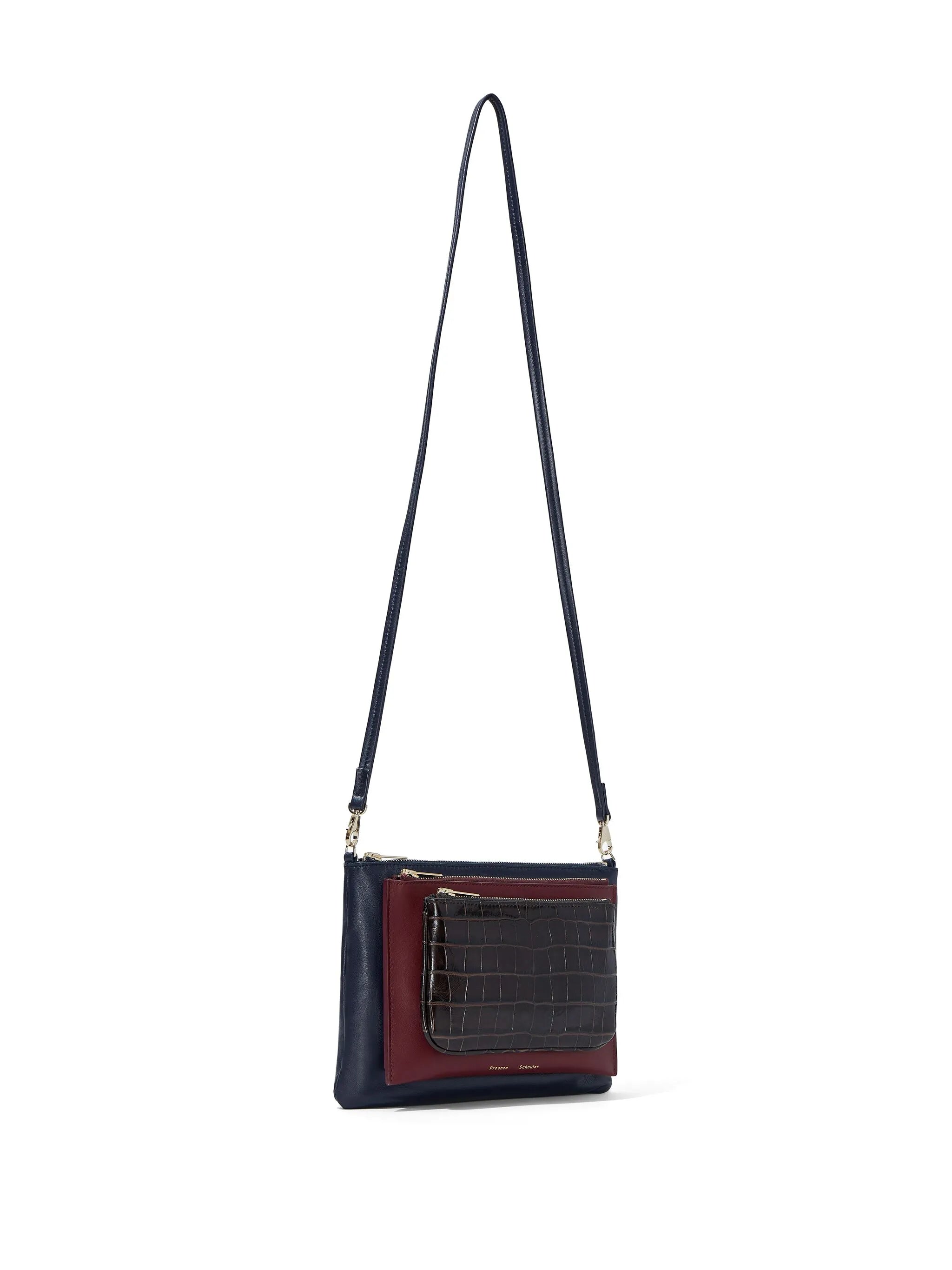 Triple Zip leather pouch