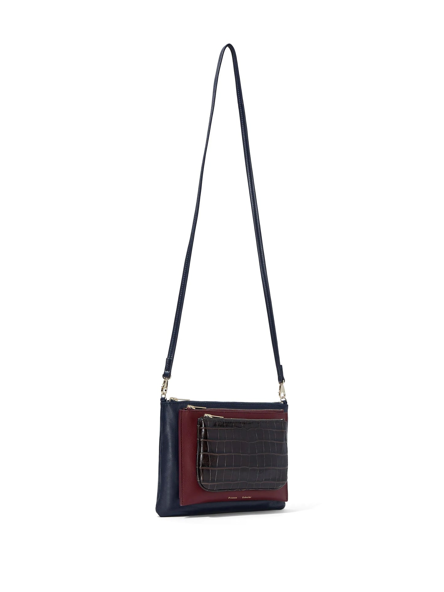 Triple Zip leather pouch