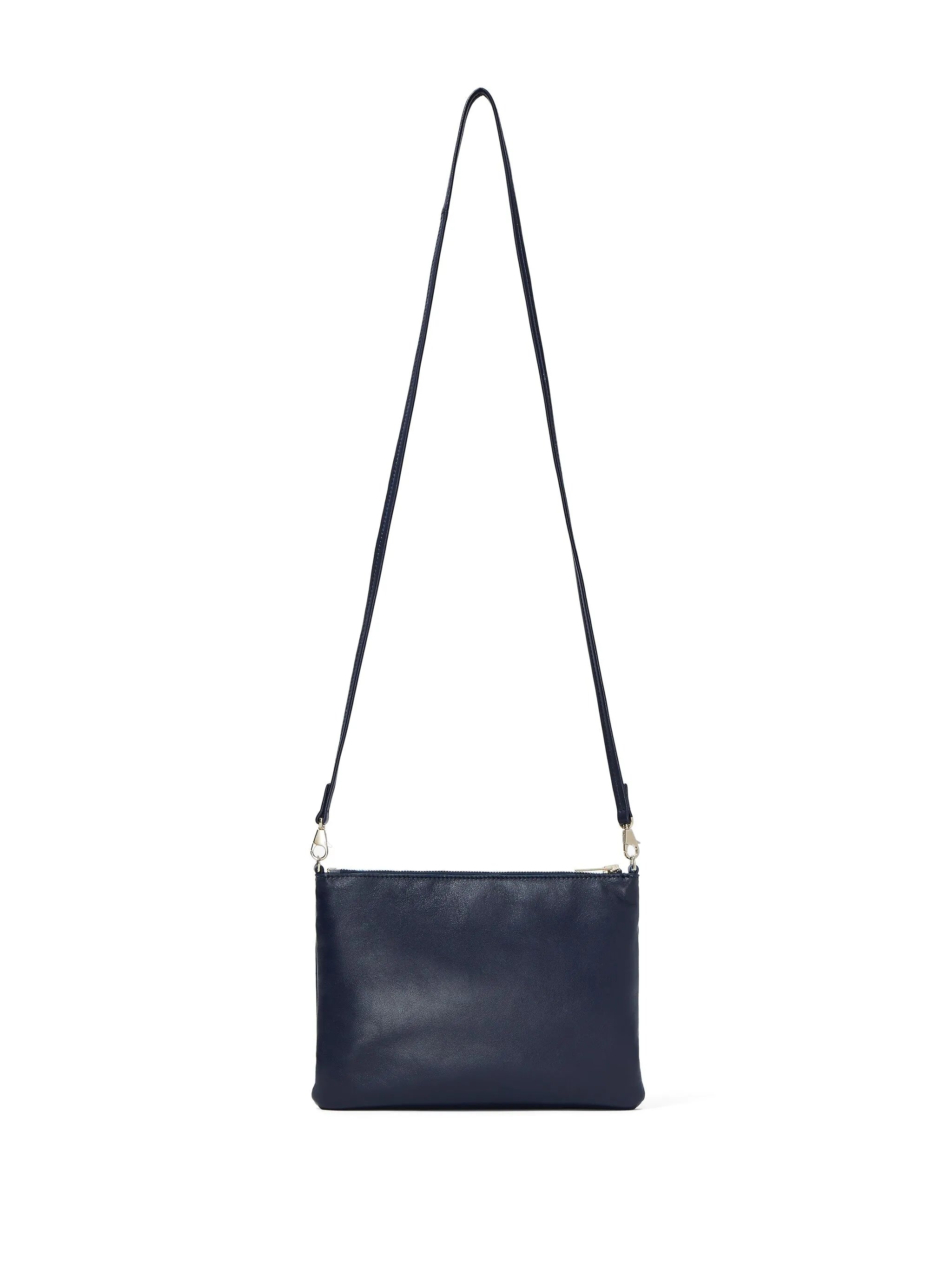 Triple Zip leather pouch