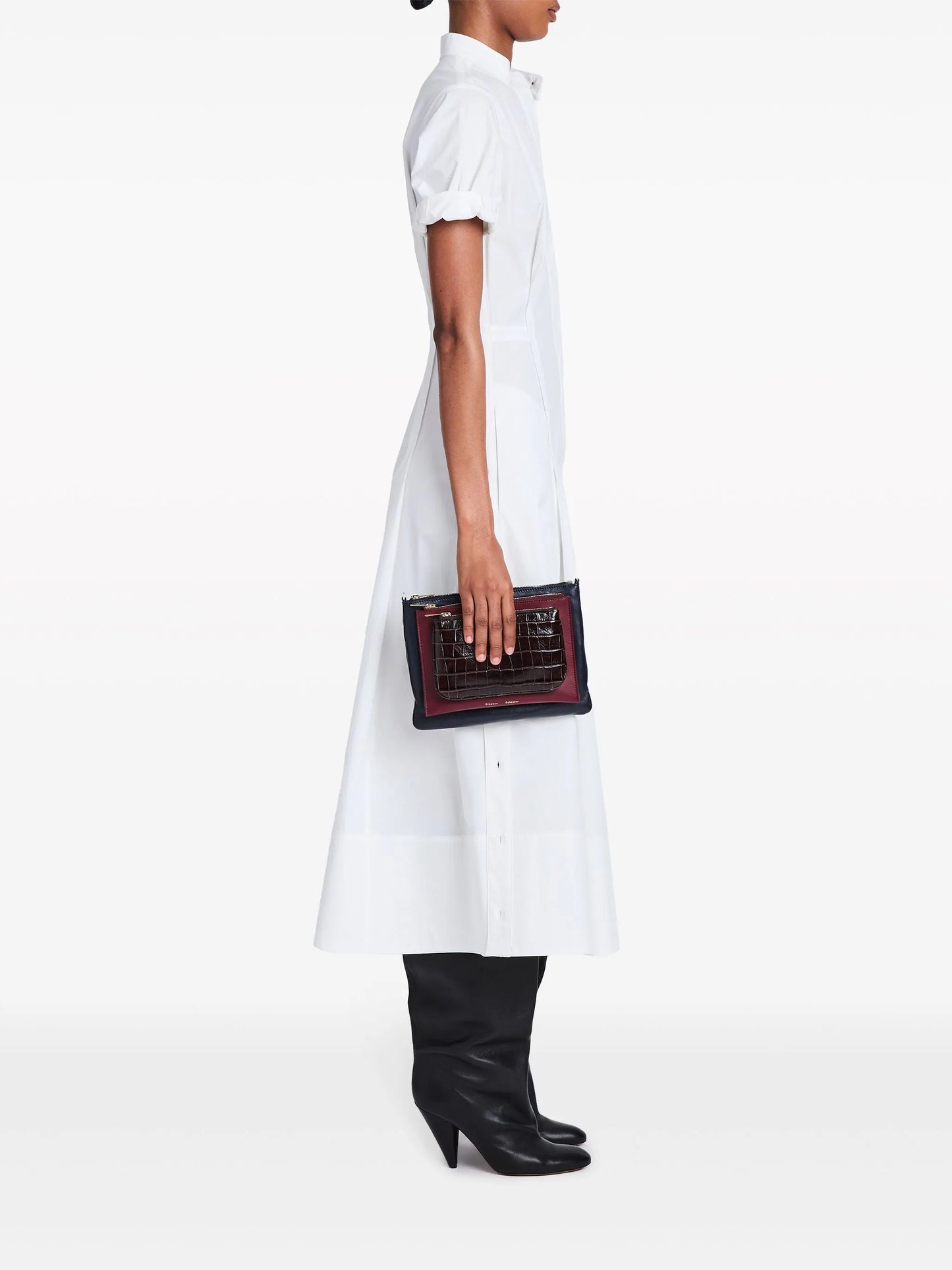 Triple Zip leather pouch