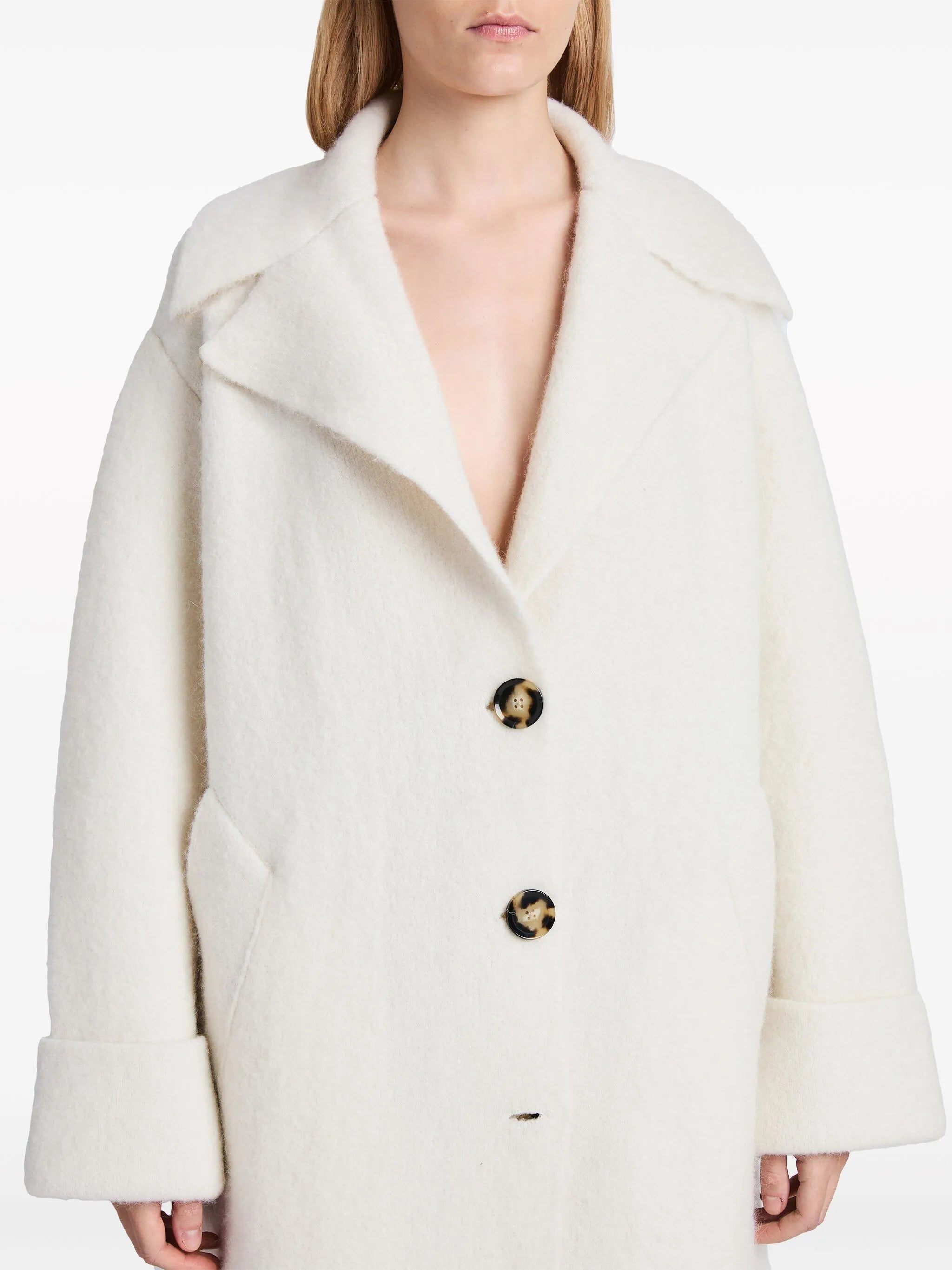 brushed single-breasted coat