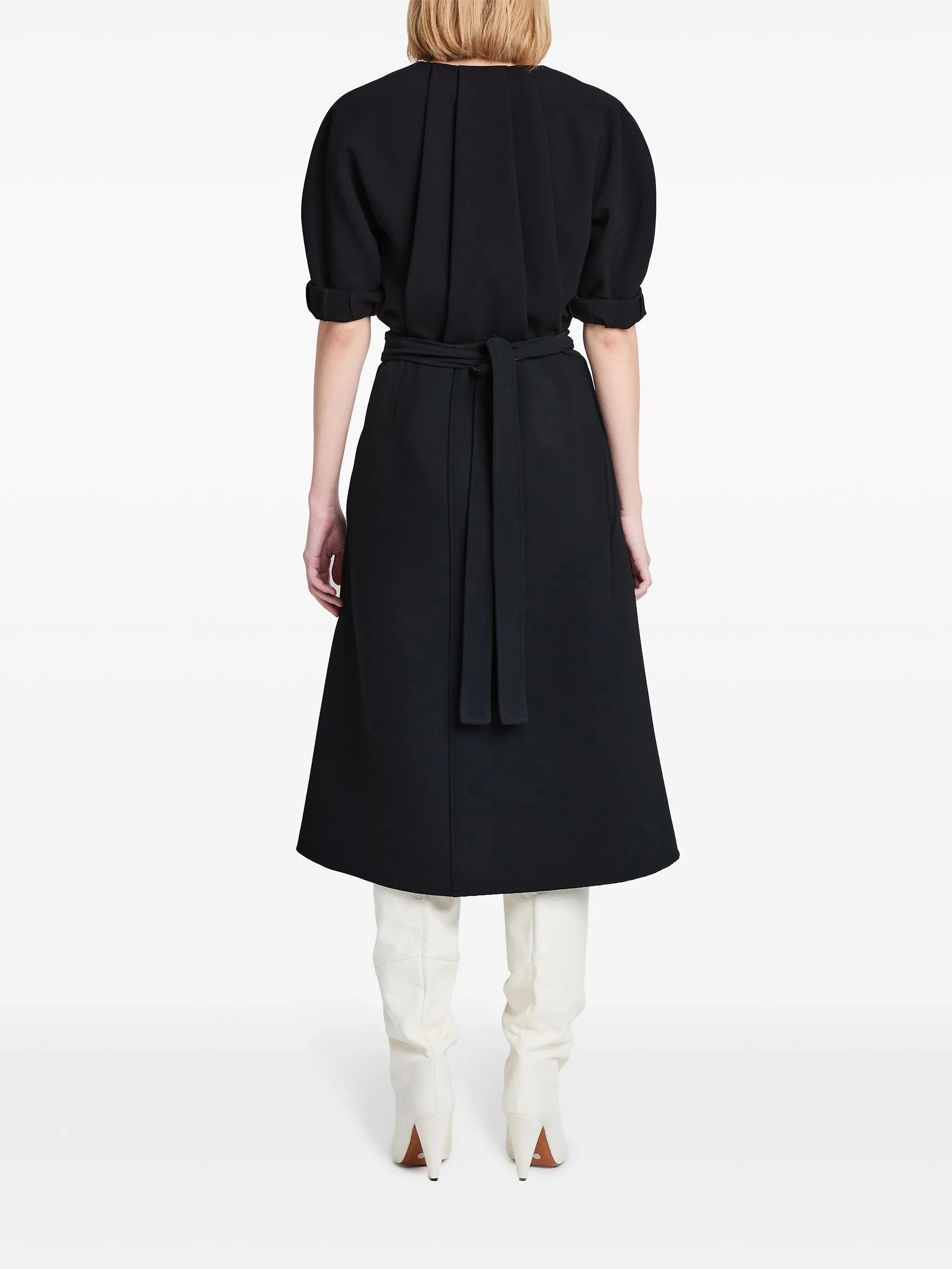 wraparound high-waist midi skirt
