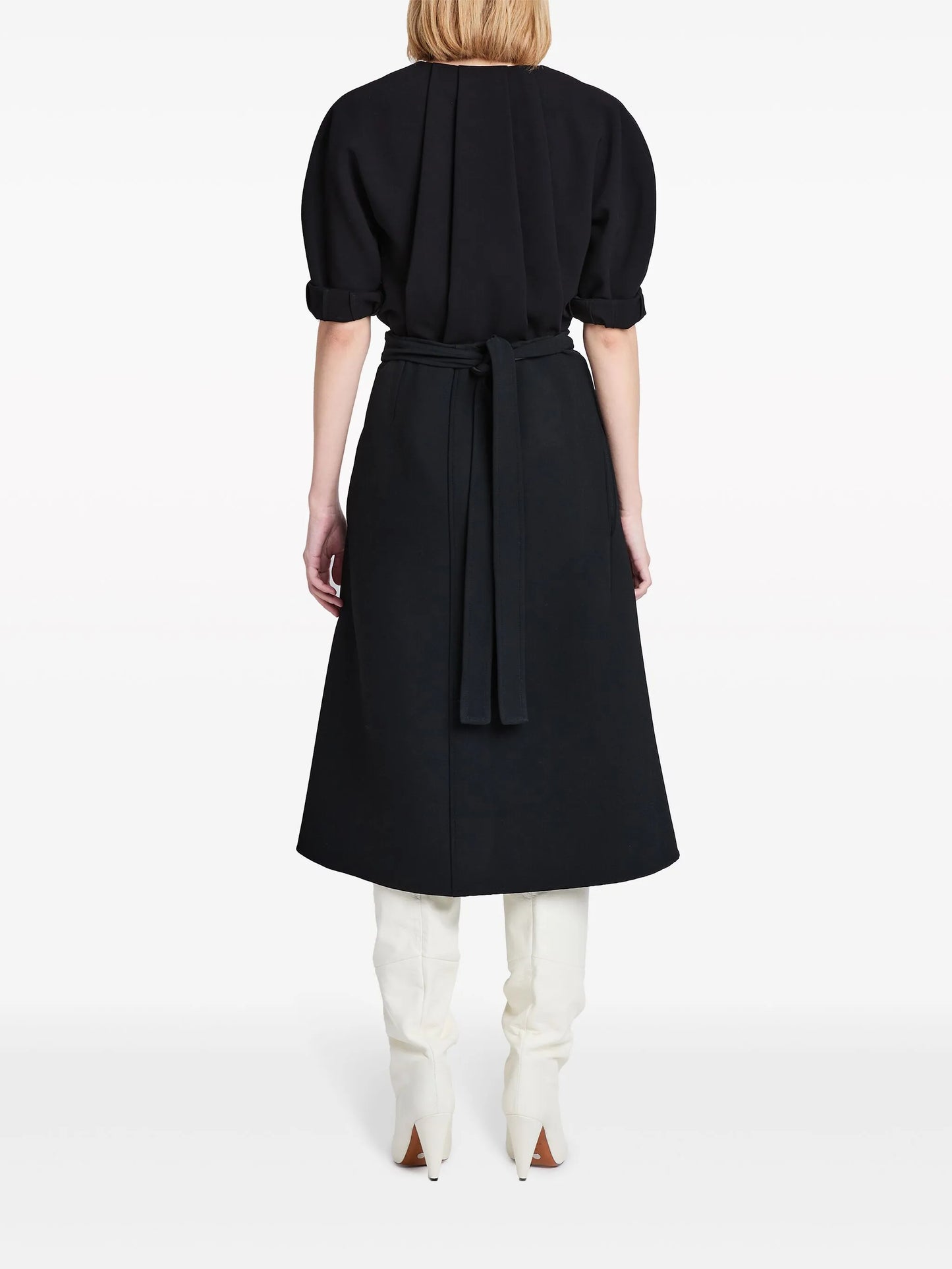 wraparound high-waist midi skirt