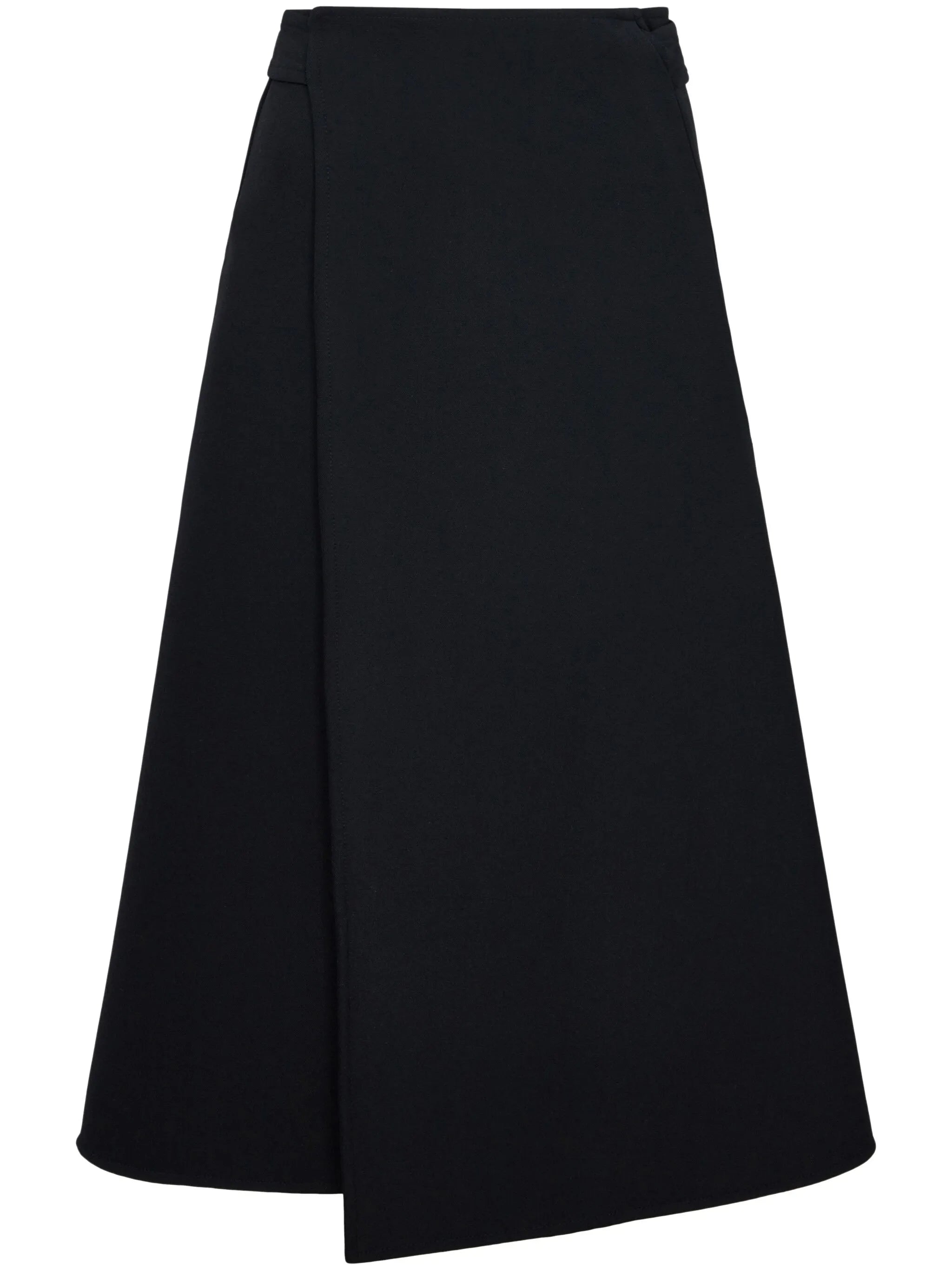 wraparound high-waist midi skirt