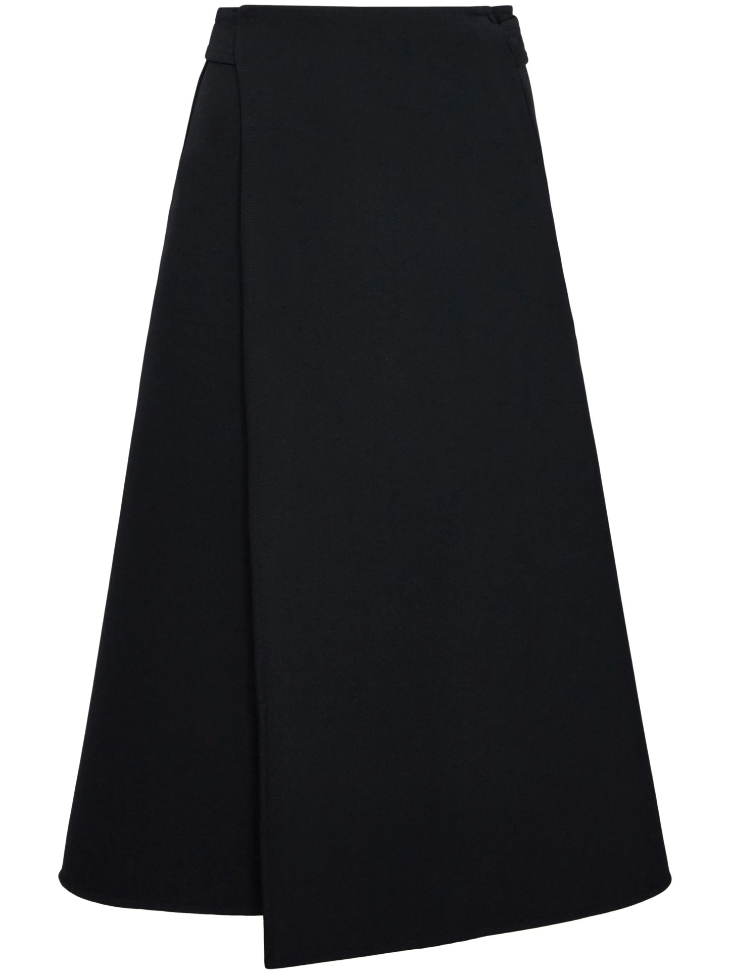 wraparound high-waist midi skirt