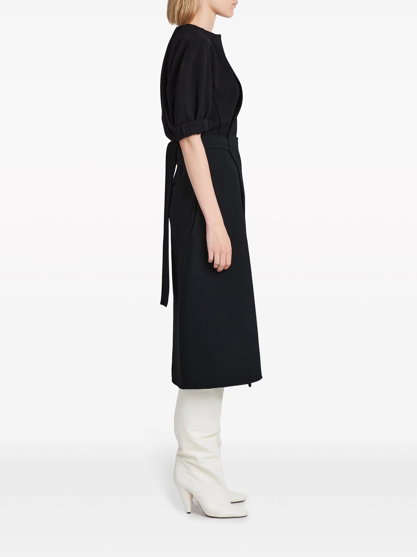 gathered-detail crepe blouse