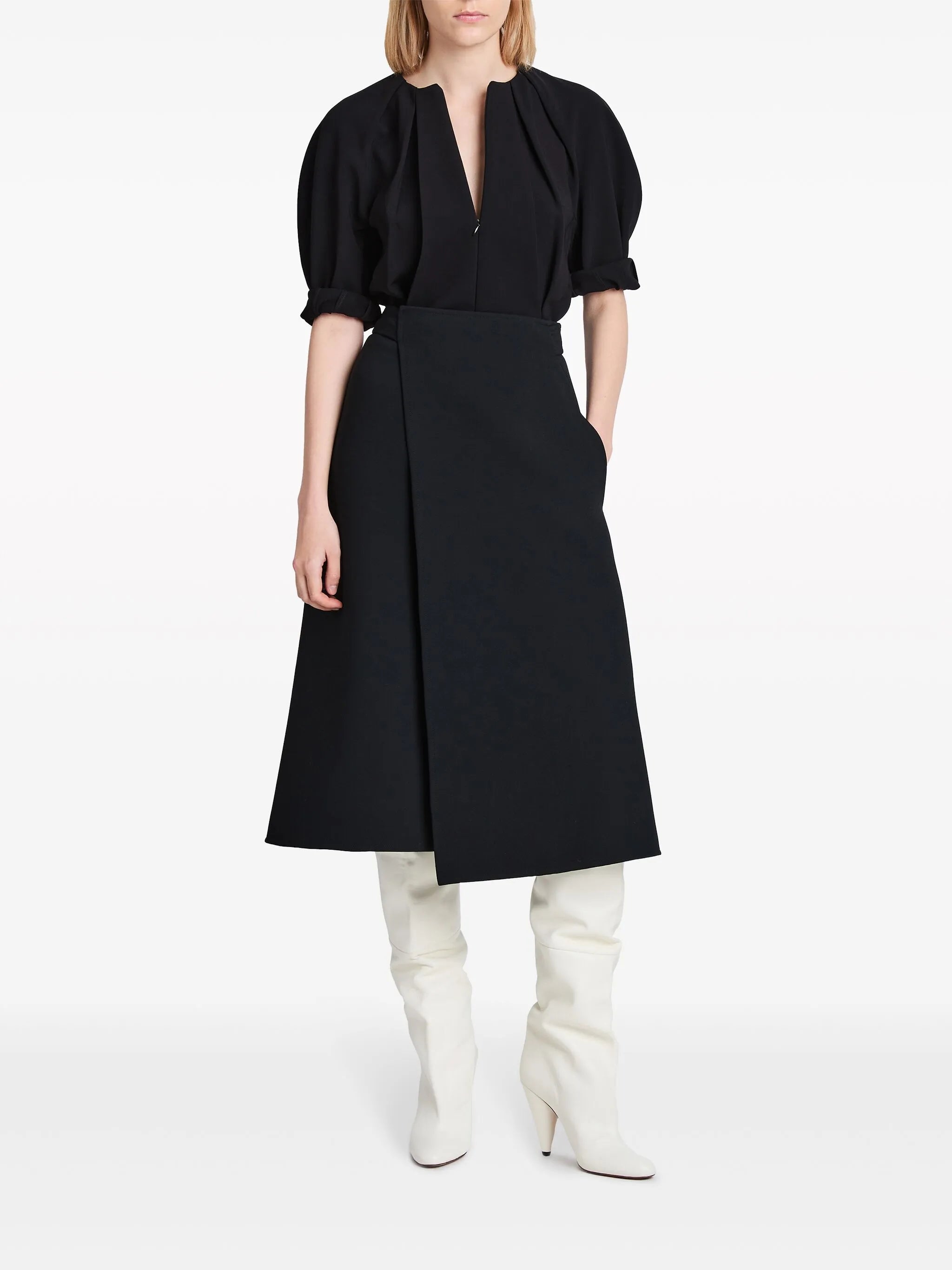 gathered-detail crepe blouse