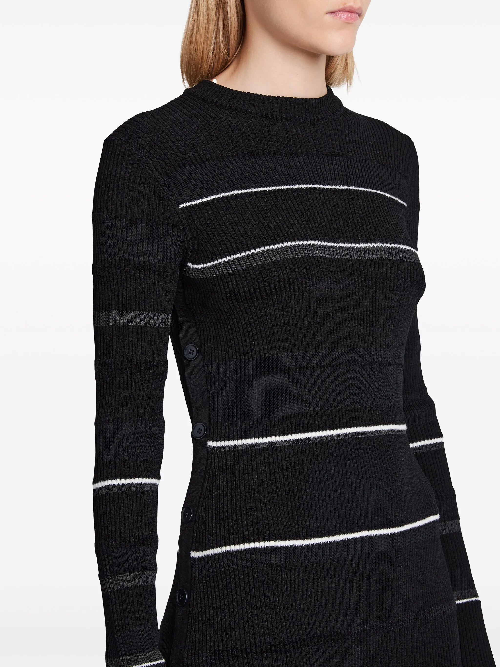 striped ribbed midi dress