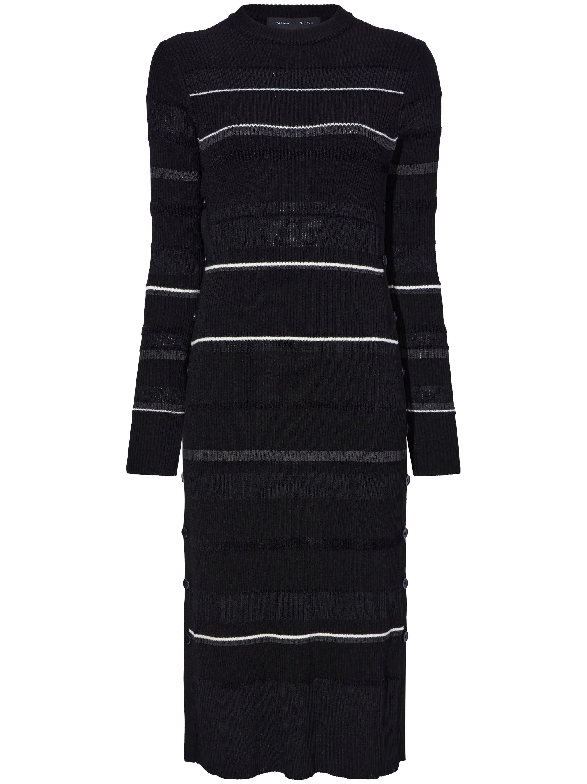 striped ribbed midi dress