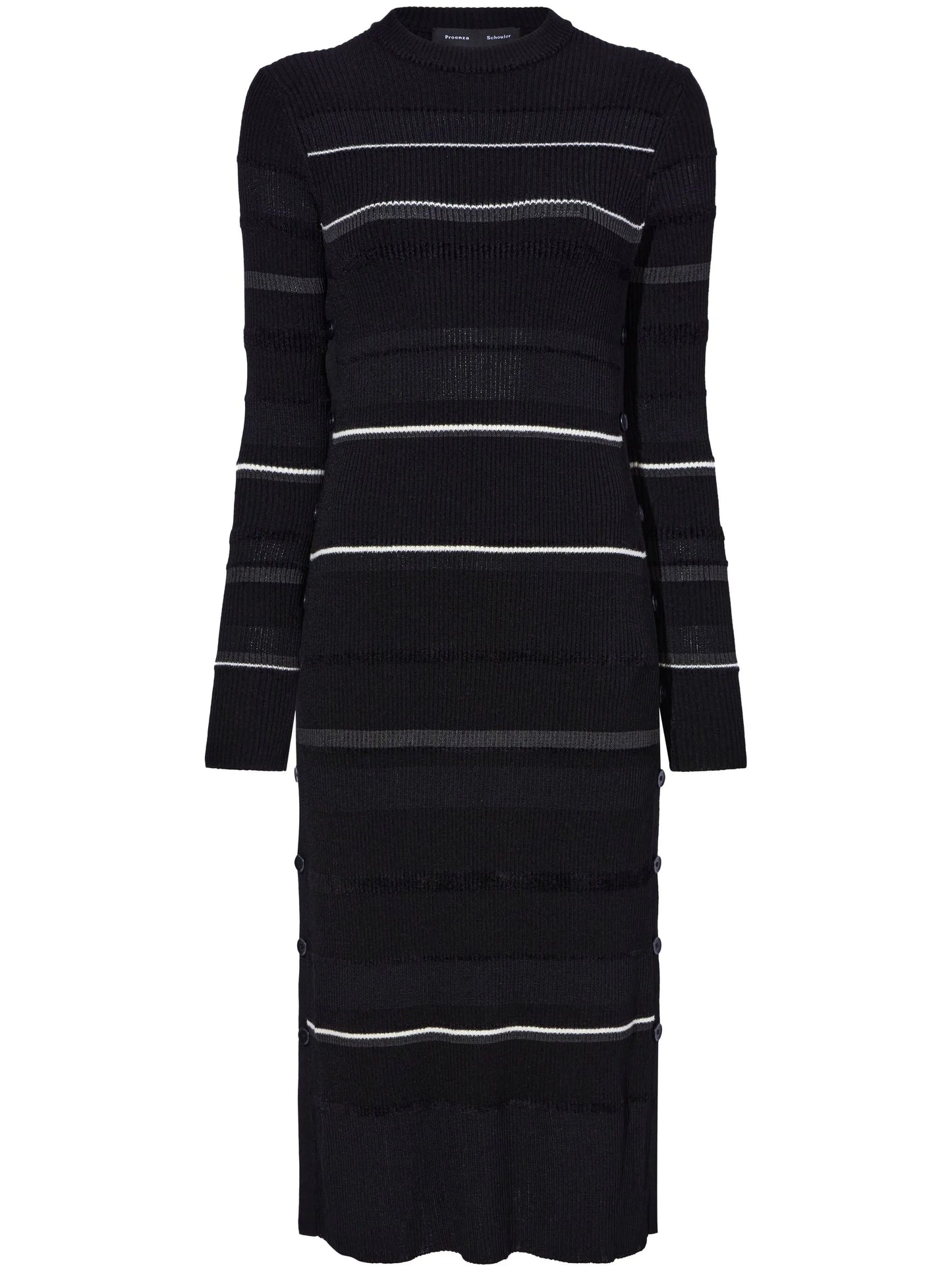 striped ribbed midi dress