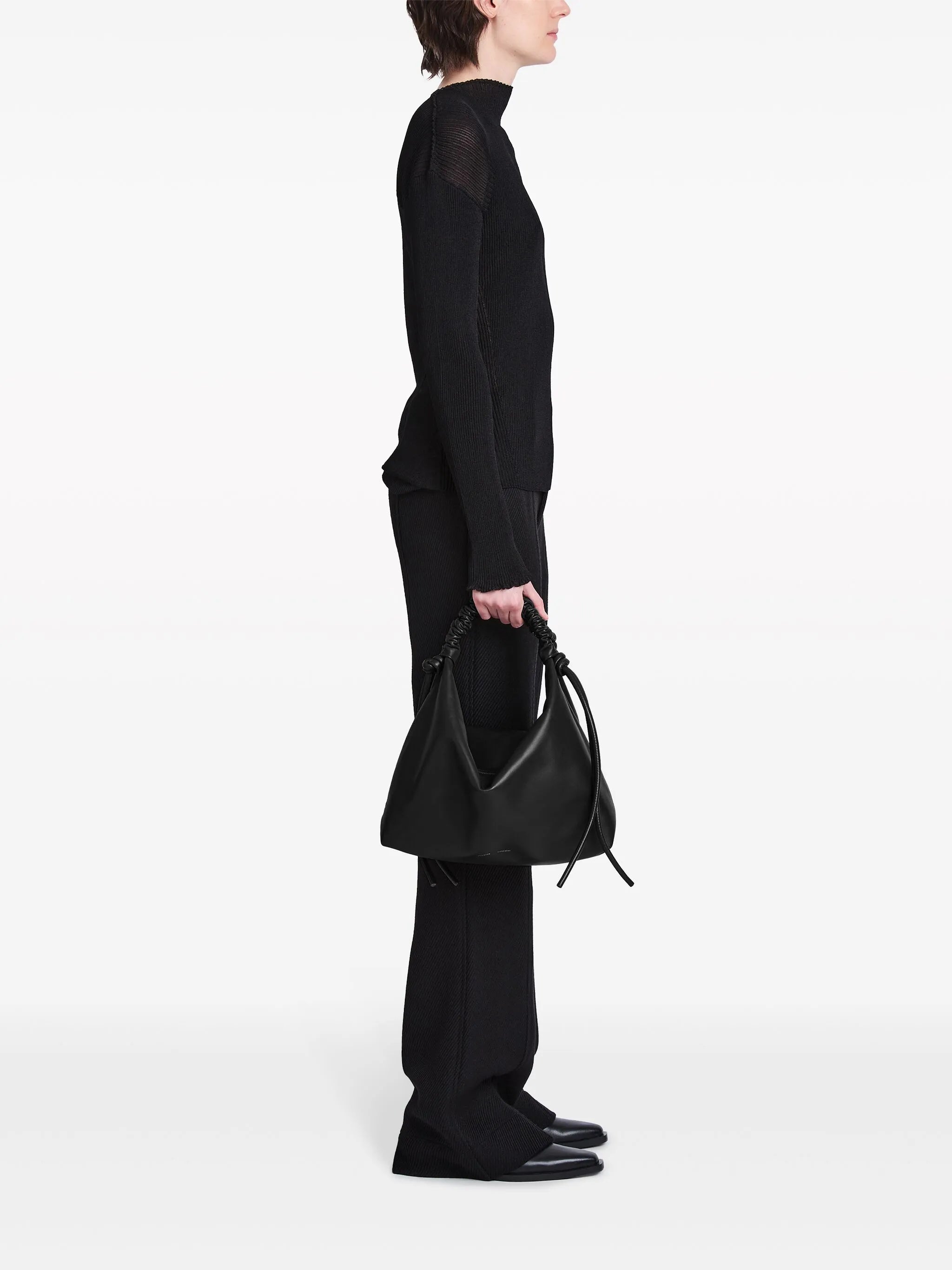 medium Drawstring leather shoulder bag