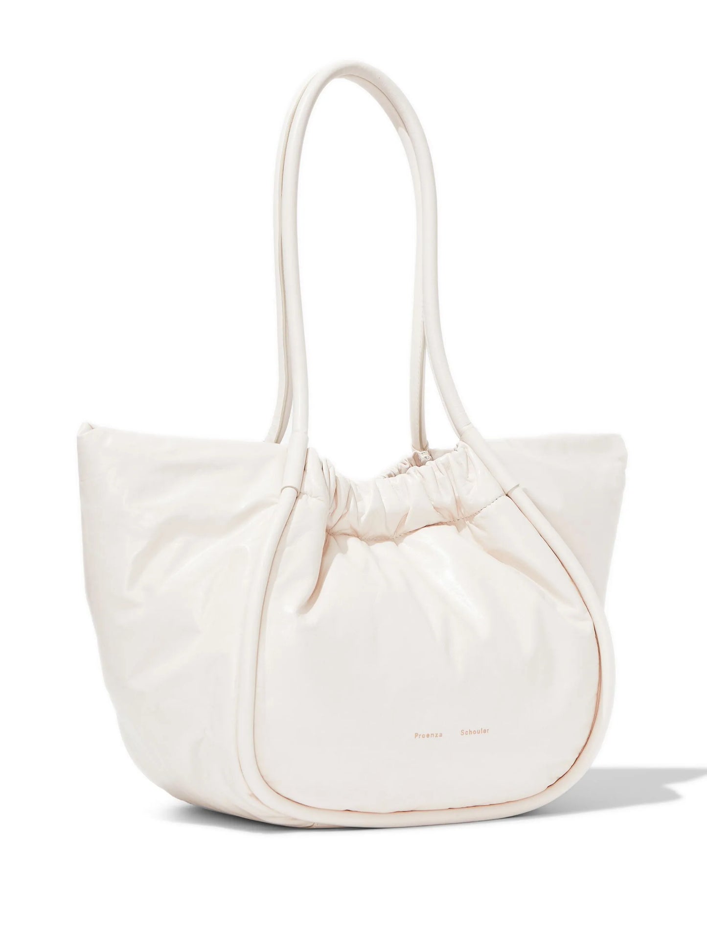 ruched leather tote bag