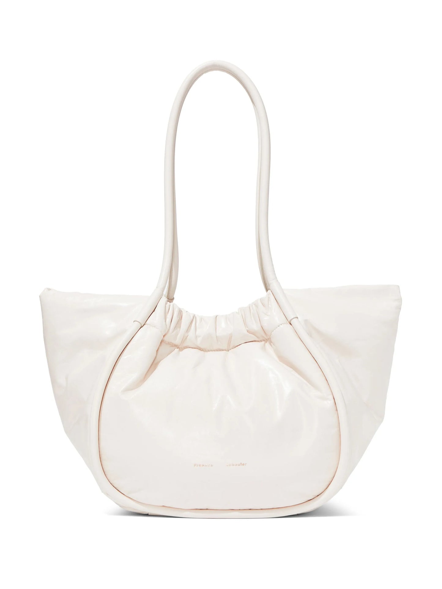 ruched leather tote bag